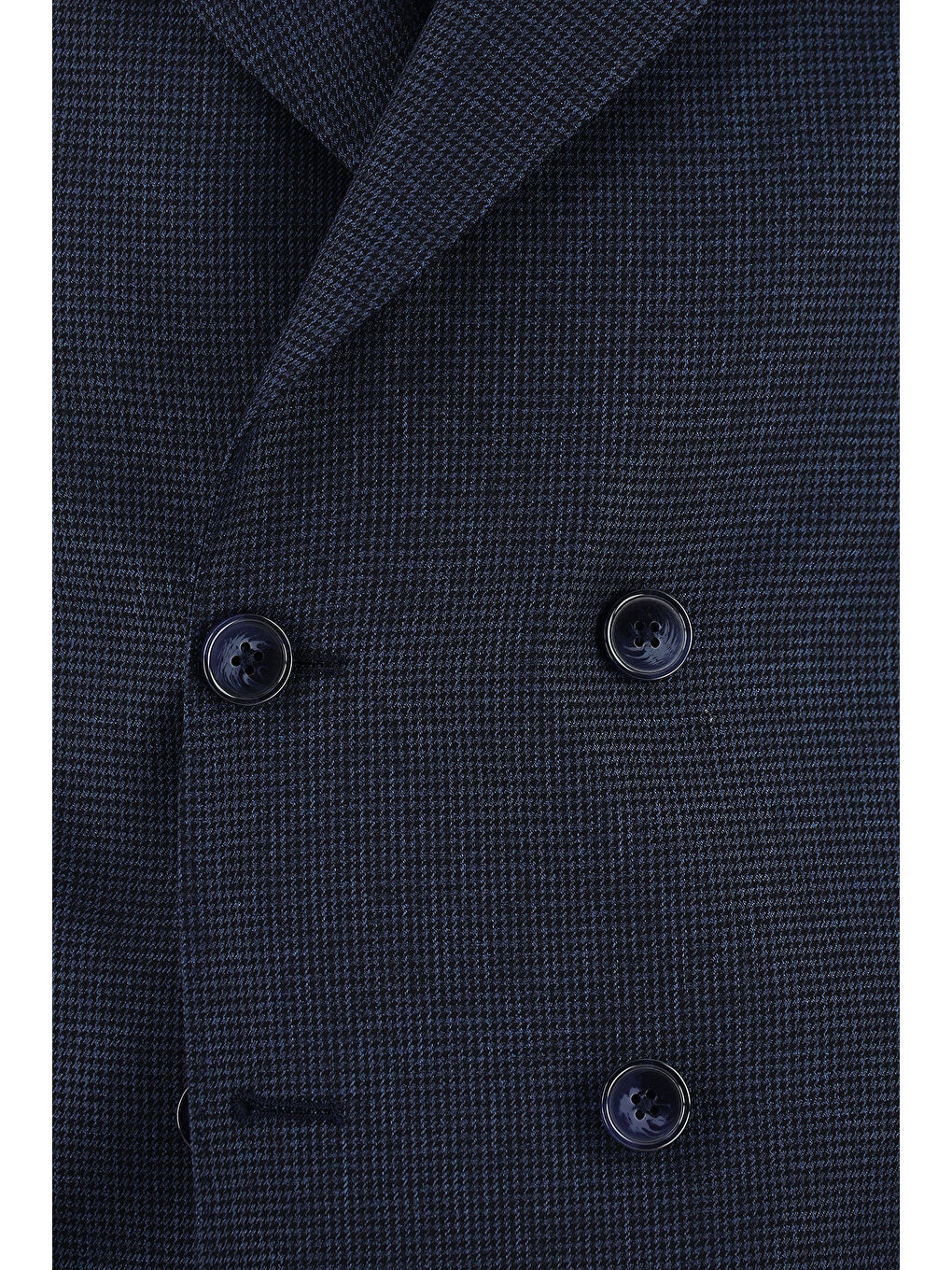 Lacivert Slim Fit Dar Kesim Desenli Kruvaze Takım Elbise-3