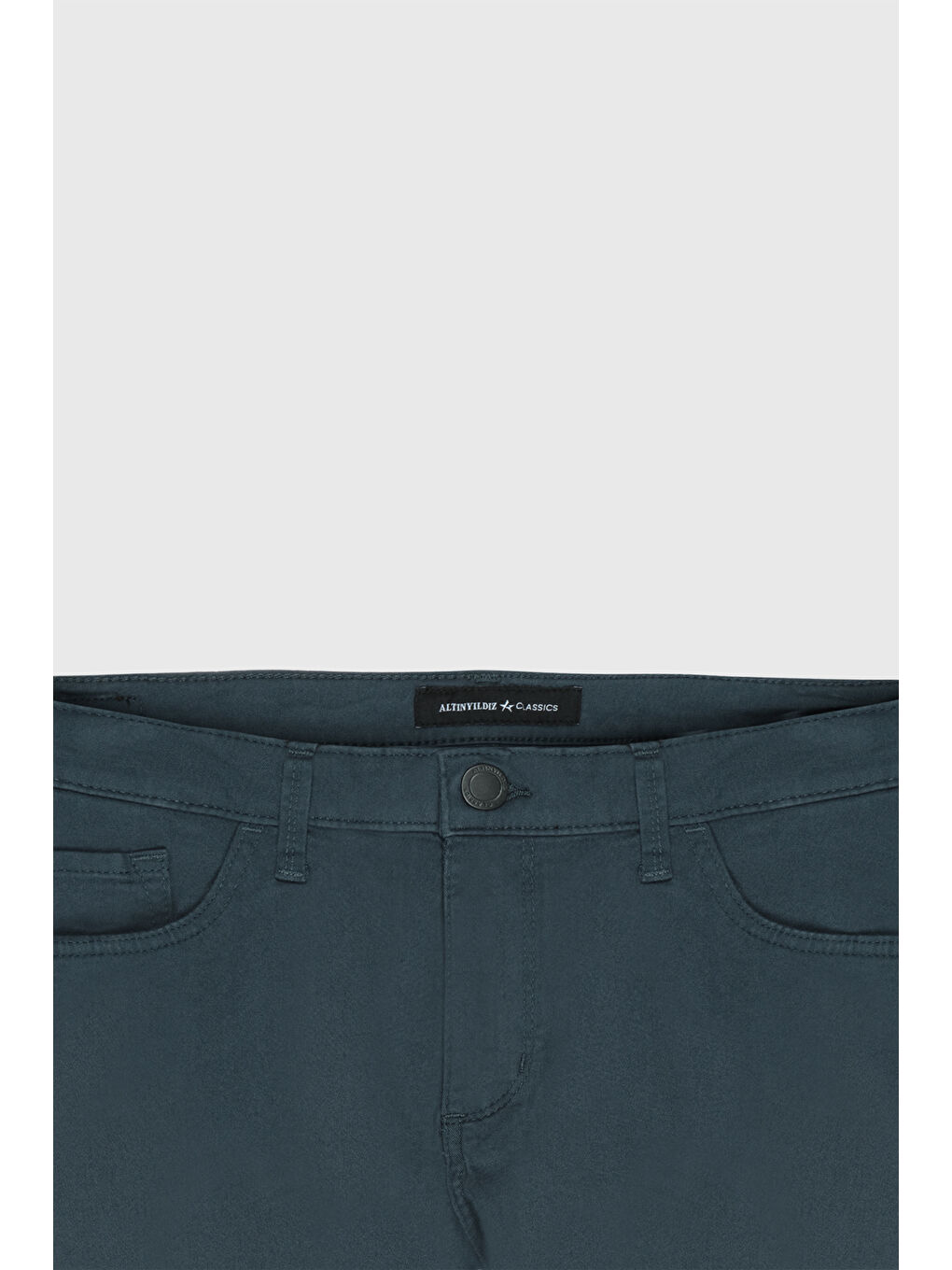 Erkek Petrol Slim Fit Dar Kesim 5 Cep Pamuklu Esnek Pantolon-1