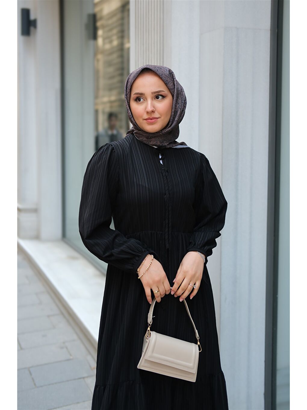 Locco Moda Kadın Bel Büzgülü Elbise Siyah - 4