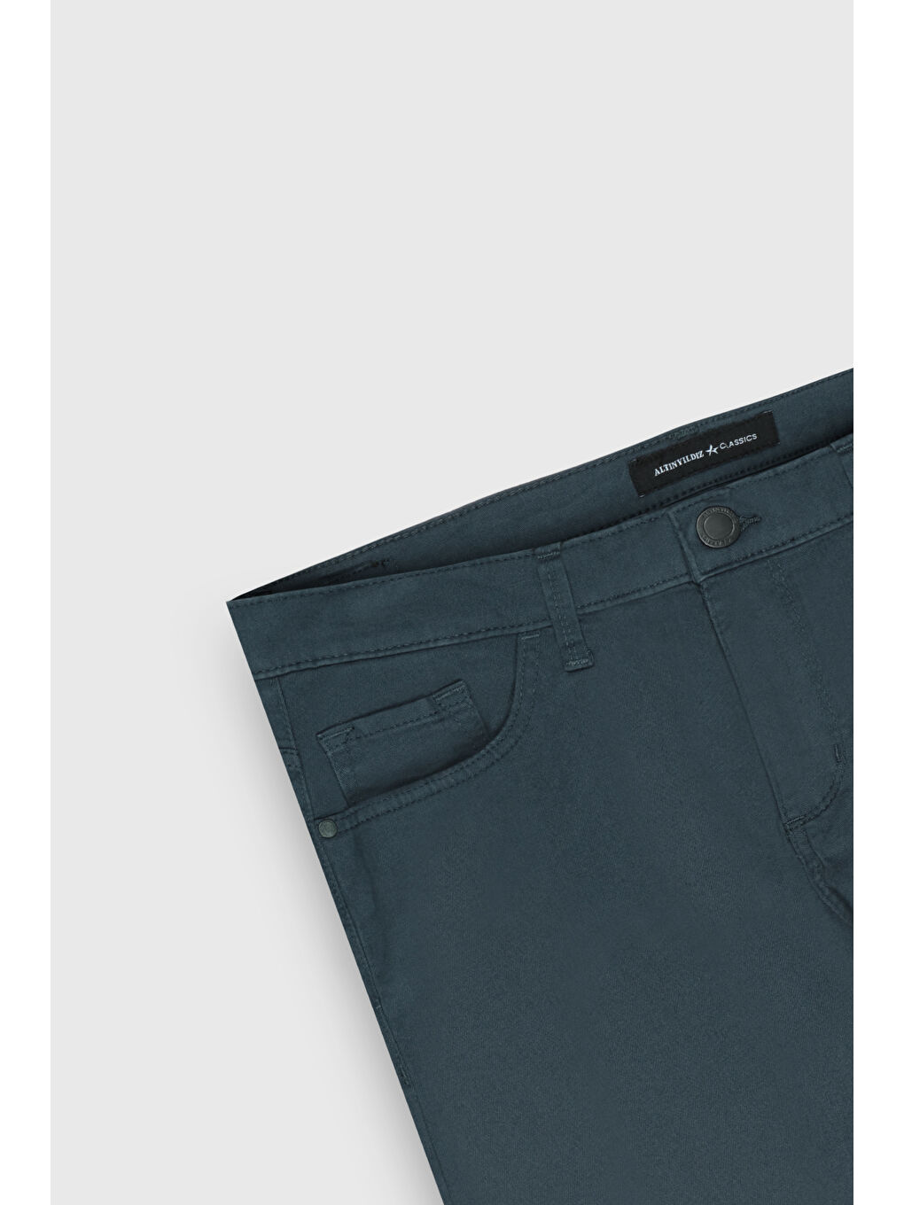 Erkek Petrol Slim Fit Dar Kesim 5 Cep Pamuklu Esnek Pantolon-2