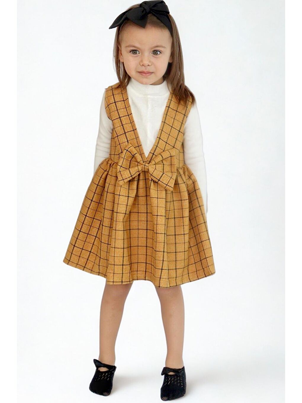 Sarı Kız Bebek Hardal Anna Jile Bandana Takım-3