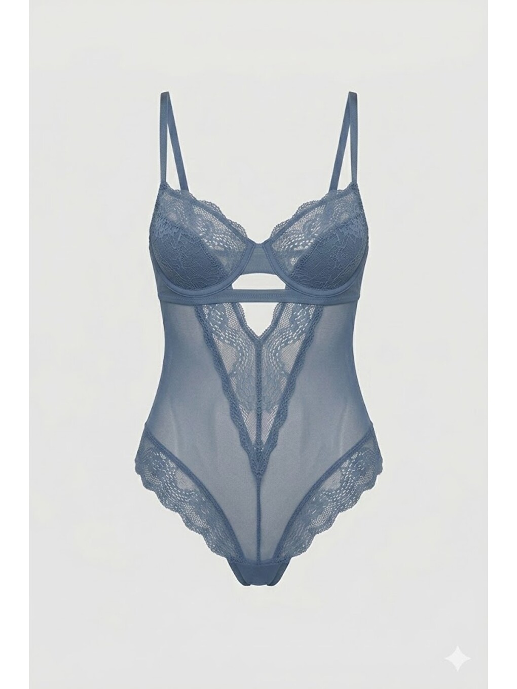 Push Up Dantel Detaylı Bodysuit C15099 Mavi