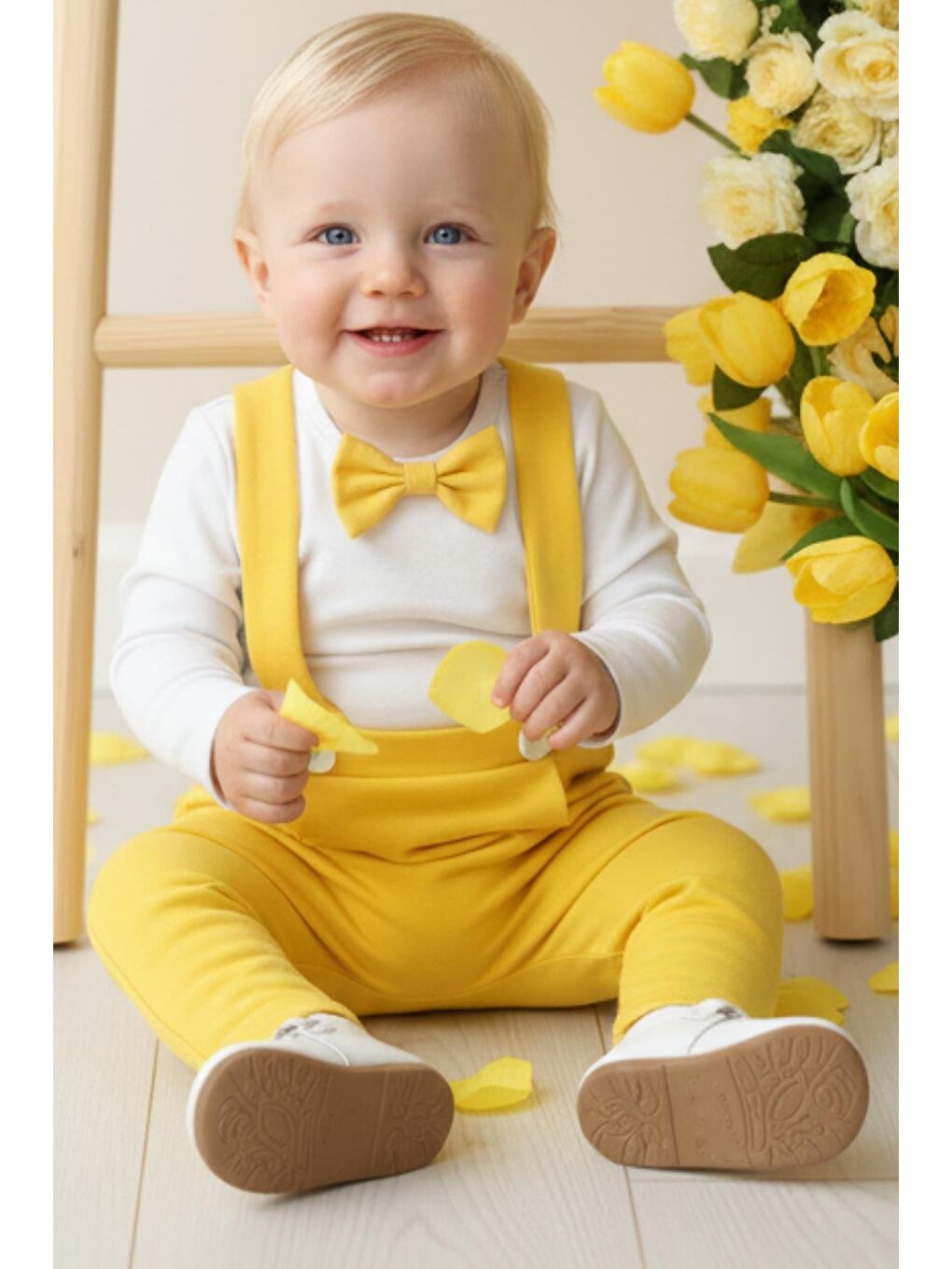 Erkek Çocuk / Bebek Uzun Kol Sarı Papyon Takım-1