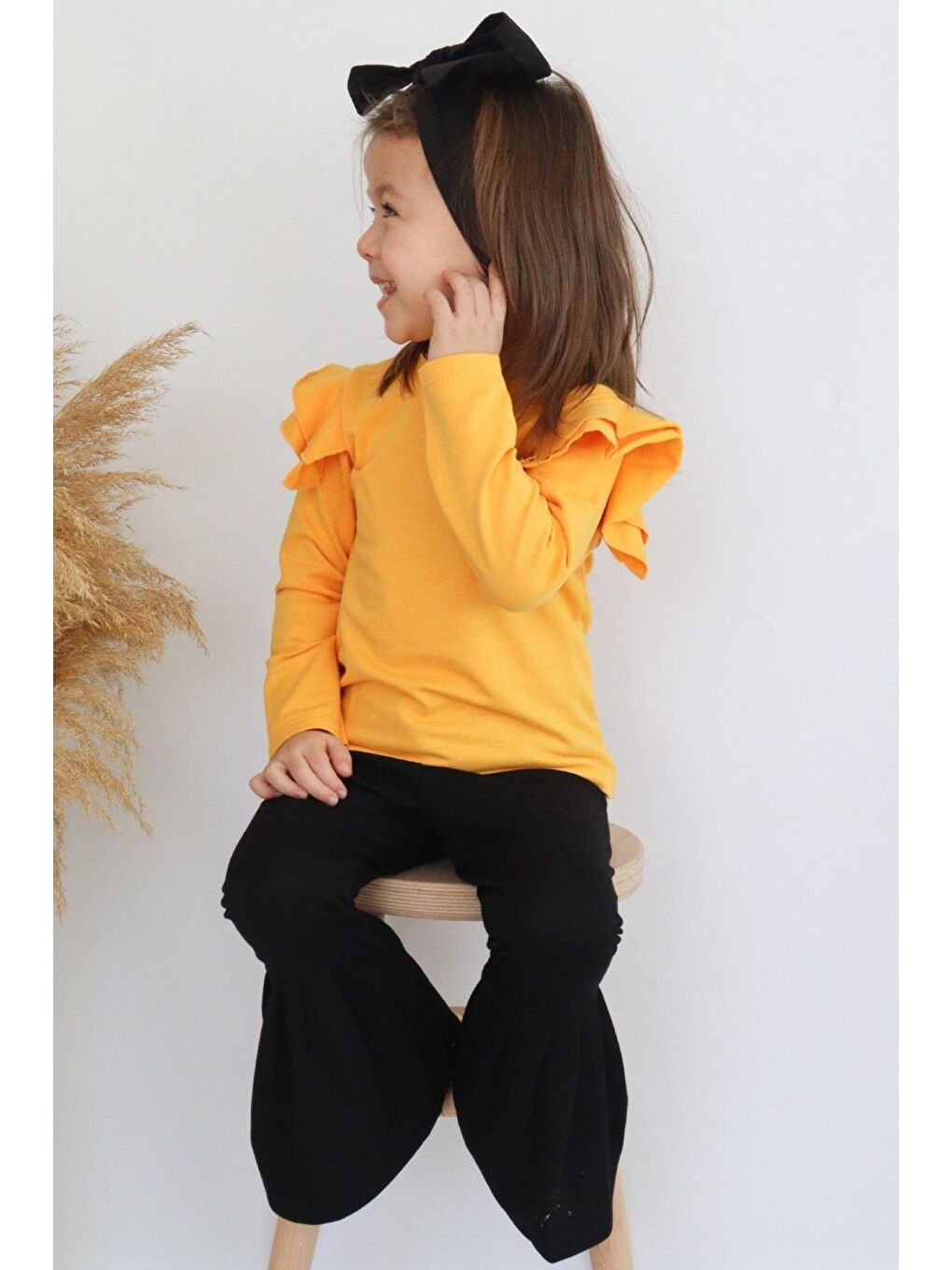 Kız Bebek Hardal Sarı Violet İspanyol Bandana Takım-2