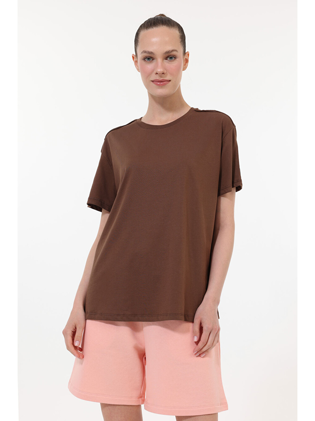 Wb 11ada Kahverengi Kadın Kısa Kol T-shirt