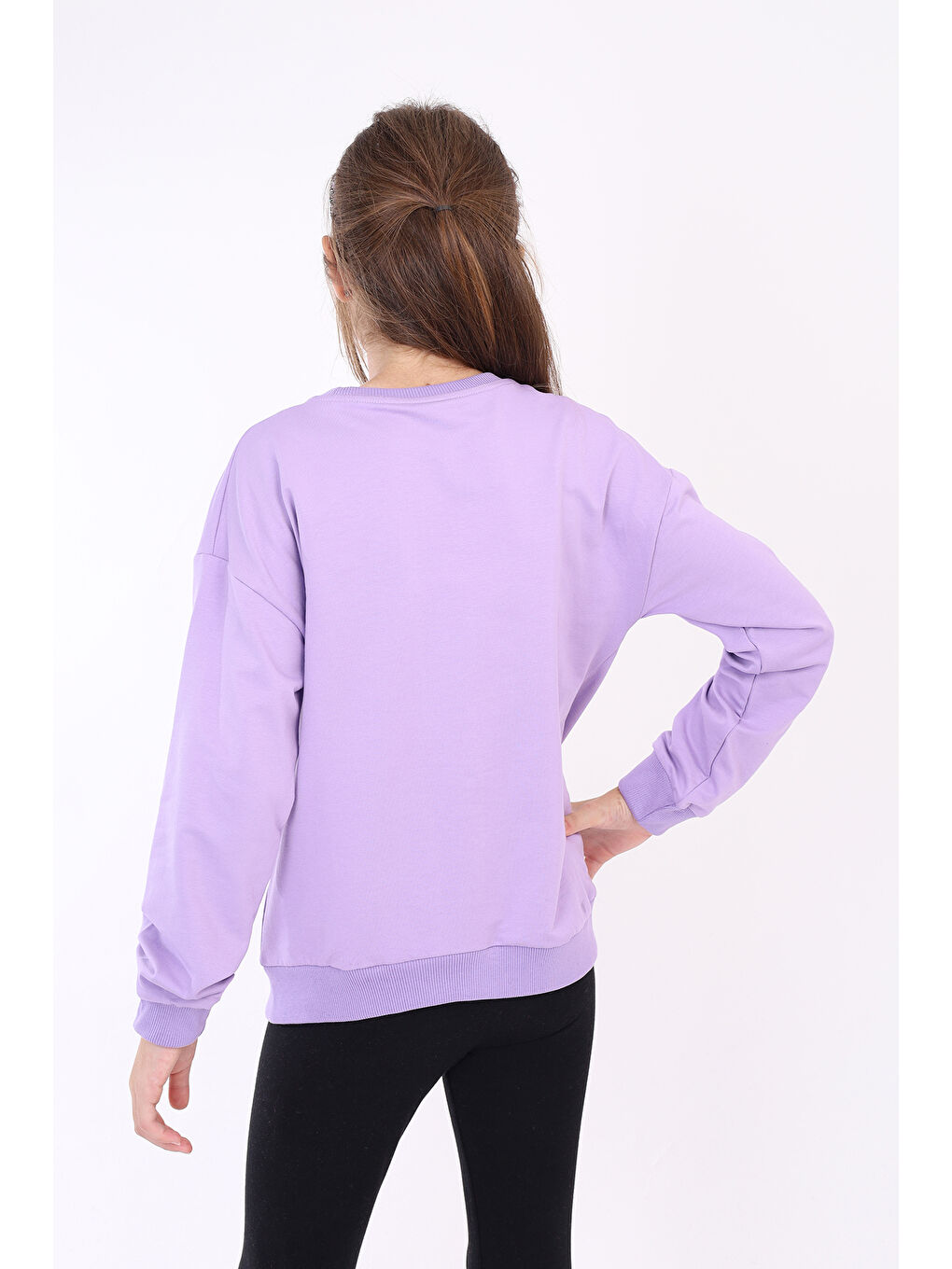 Lila Kız Çocuk Baskılı Sweatshirt-1