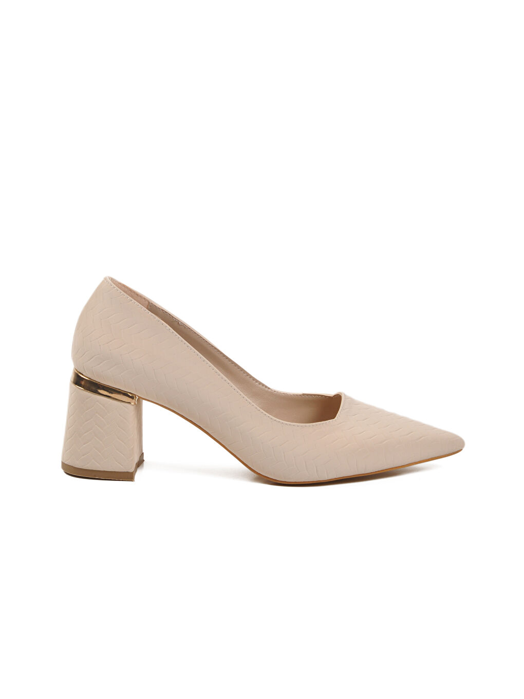 Bej Kadın Kalın Yüksek Topuklu Ayakkabı 619004 Z-1