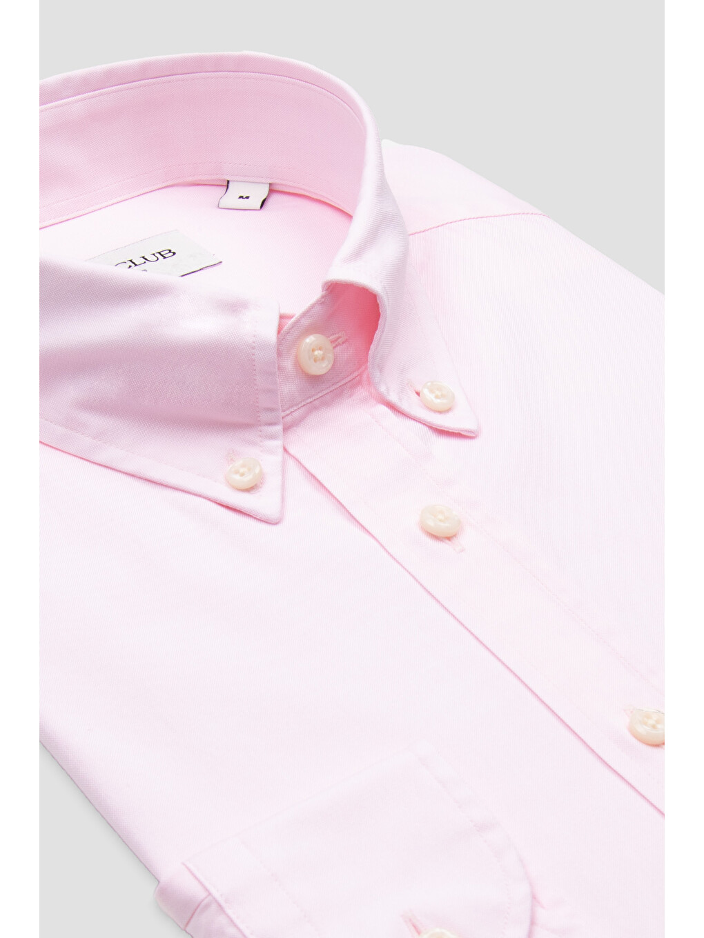 Mike Oxford Pamuklu Regular Fit Pembe Düğmeli Yaka Erkek Düz Gömlek-2