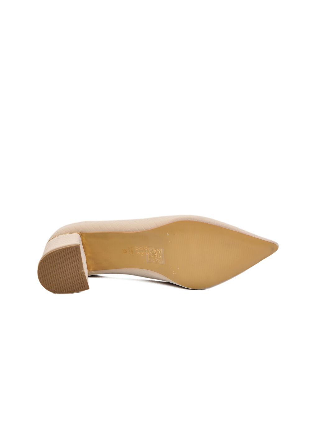 Bej Kadın Kalın Yüksek Topuklu Ayakkabı 619004 Z-4