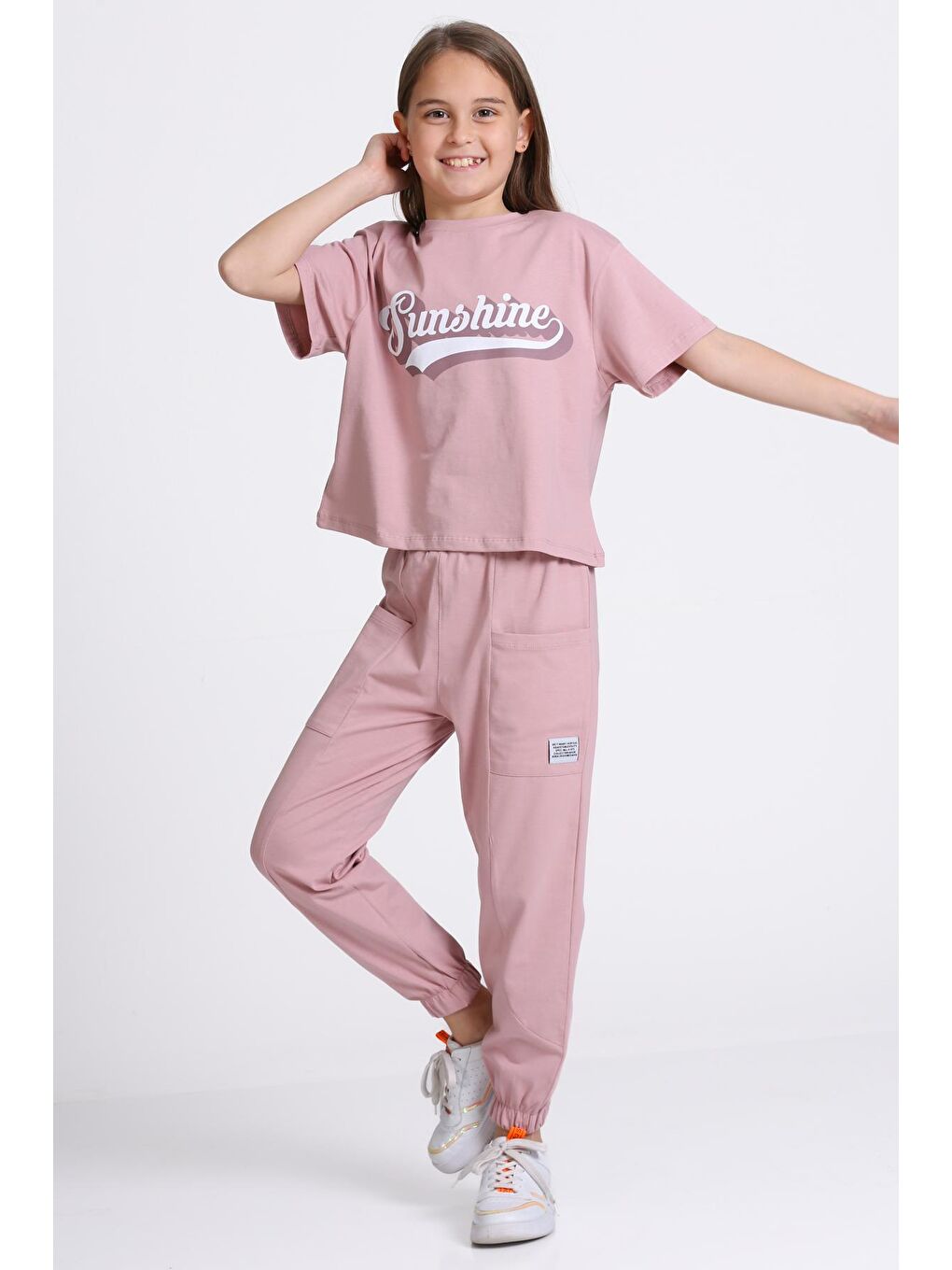Pembe Gül Kurusu Sunshine Baskı 5-9 Yaş Takım - 2403-5-2