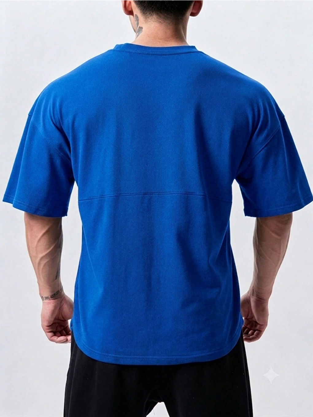 Mavi Genius Erkek Spor Tişört Oversize Fitness & Gym Antrenman Tişörtü-3