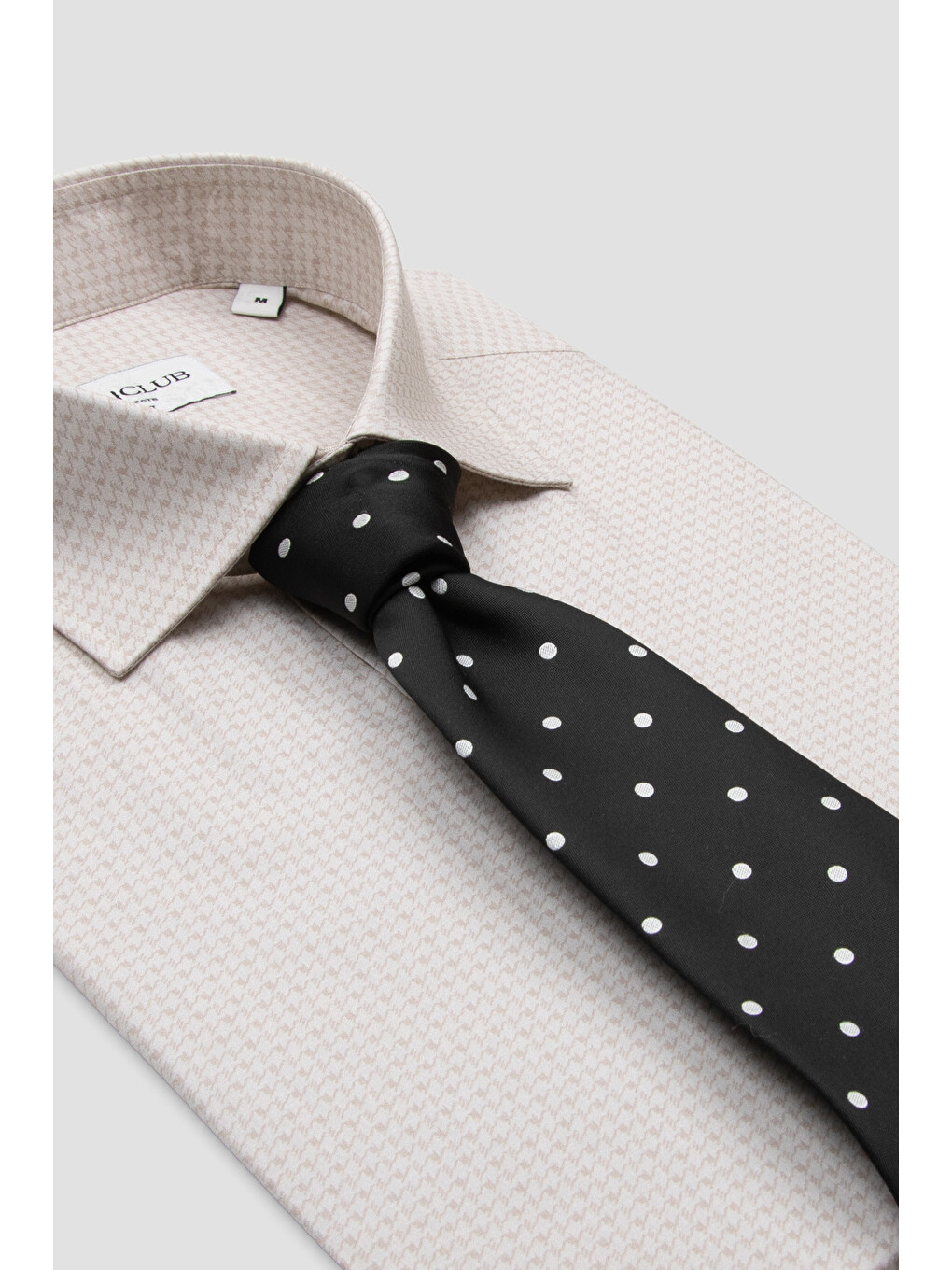 Oscar Poplin Pamuklu Slim Fit Bej Klasik Yaka Erkek Baskılı Gömlek-2