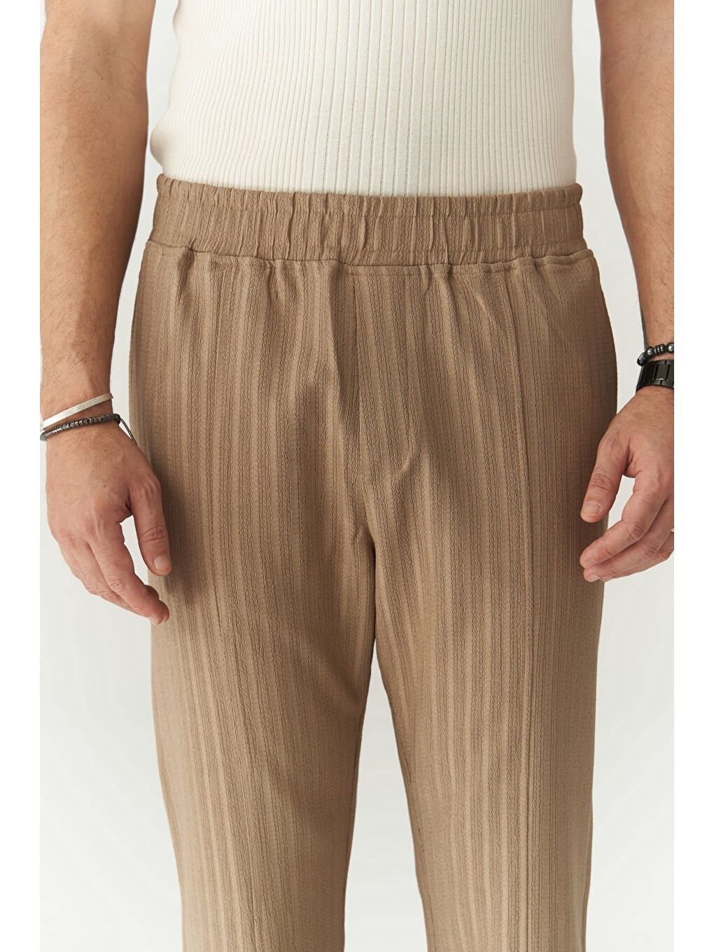 Bej Robin Rachel Erkek Örme Kumaş Vizon Pantolon-4