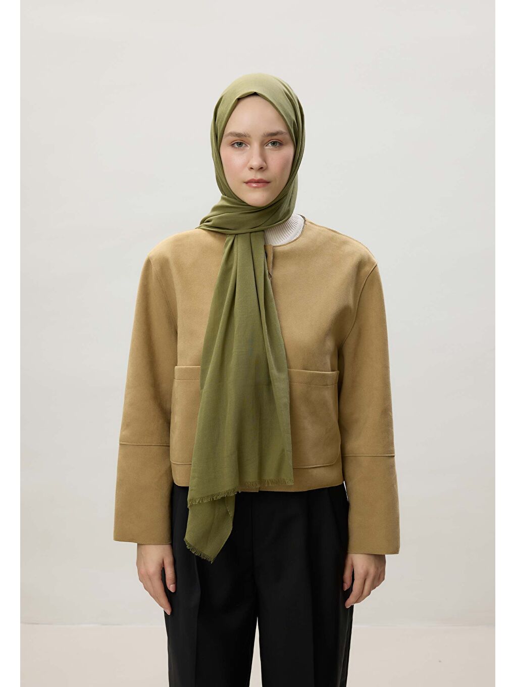 İnce Pamuk Vual Şal Açık Yeşil-4