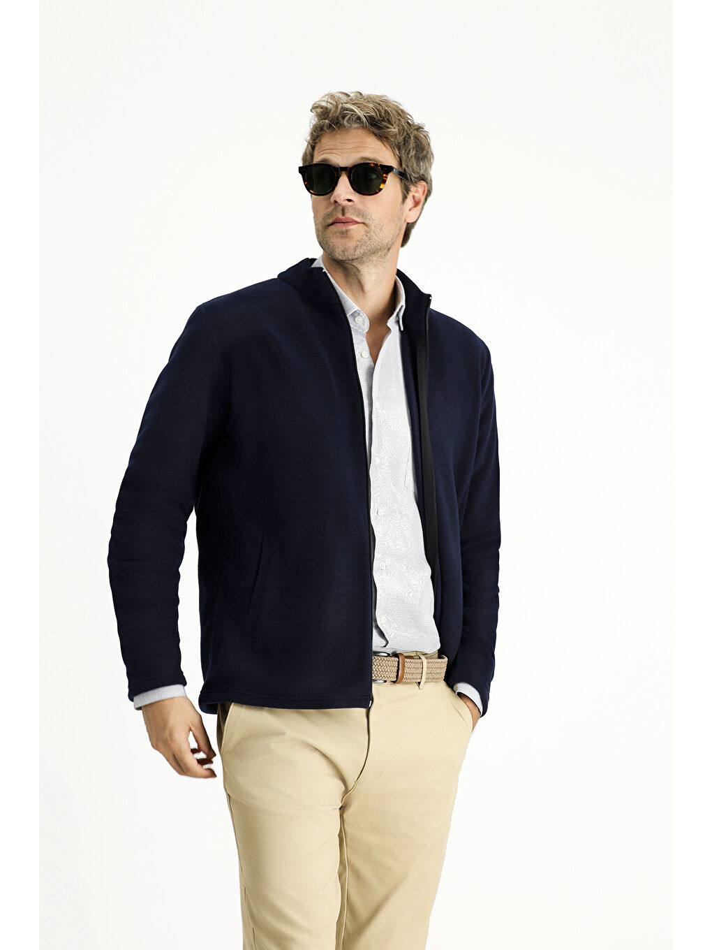 Lacivert Fermuarlı Polar Sweatshirt-1