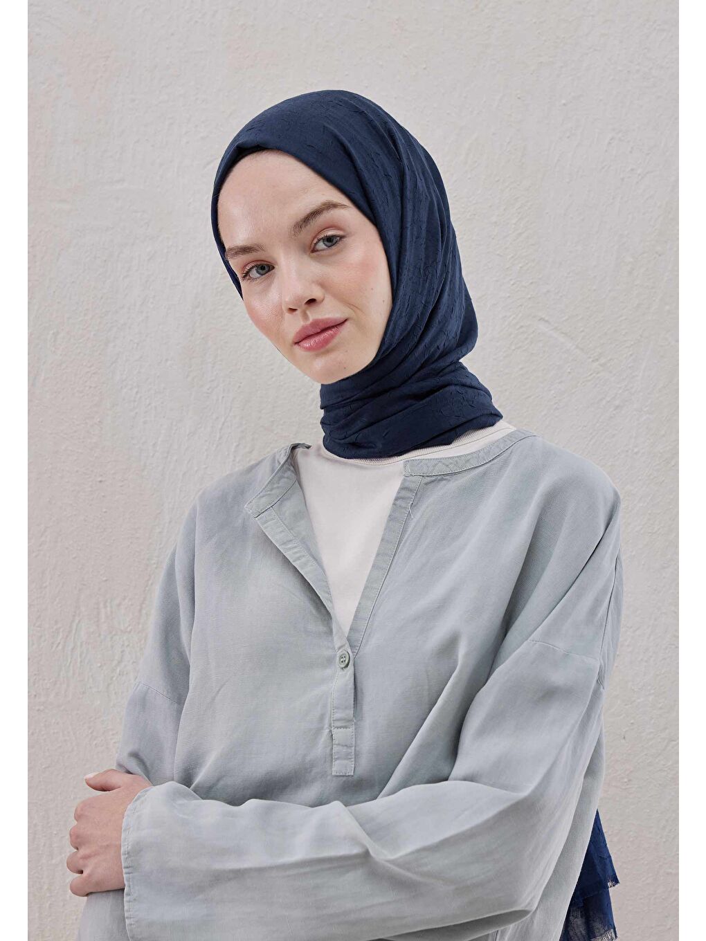 Bambu Şal Lacivert-3