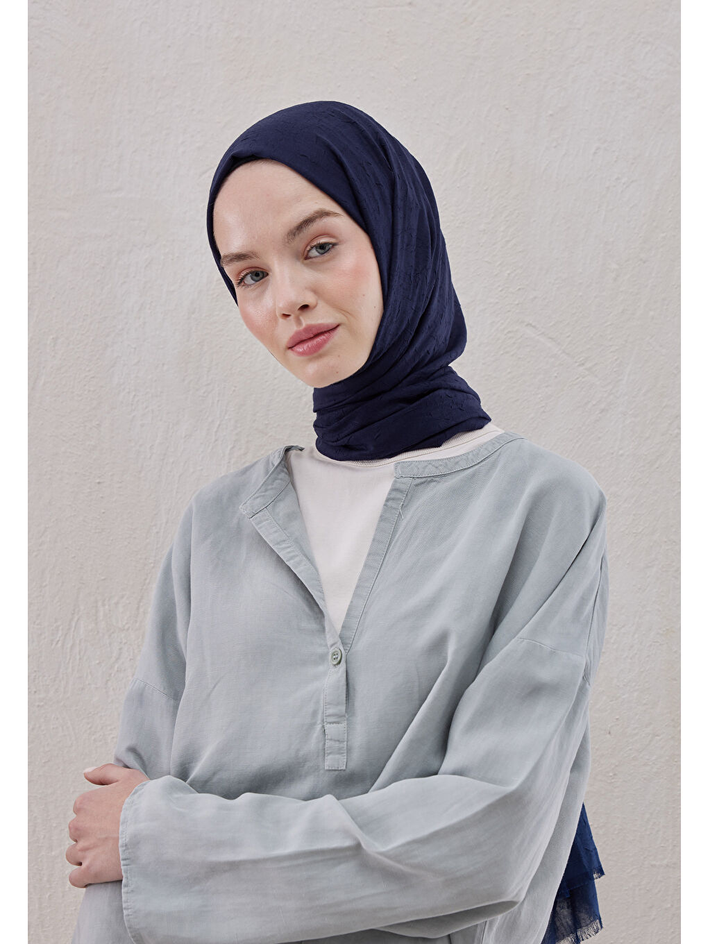 Bambu Şal Lacivert-4