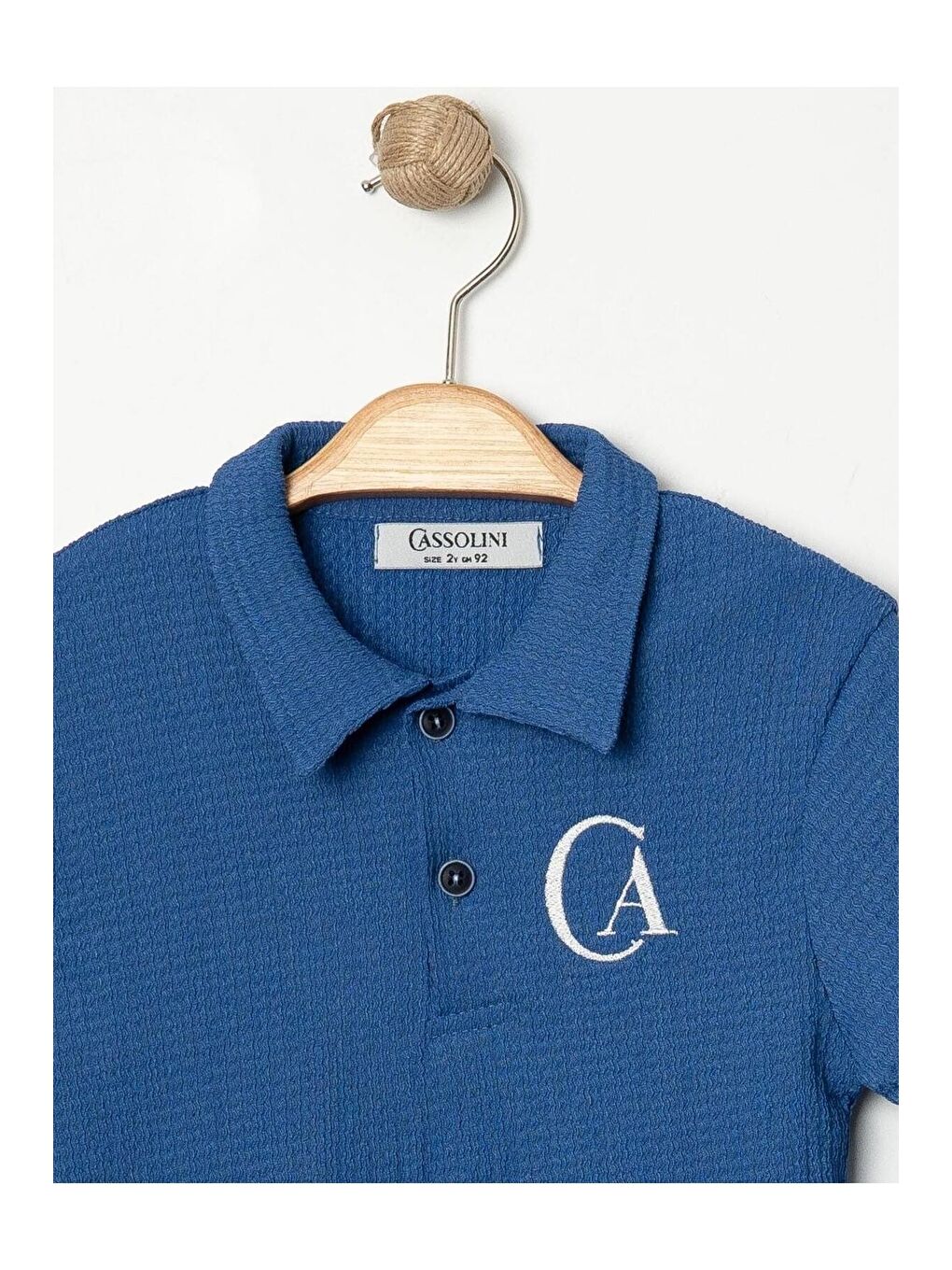 Mavi Tarz Lakos Yaprak Desenli Belden Ayarlanabilir Kısa Kollu Şortlu 2'li Takım Çocuk ve Bebek Giyi-4