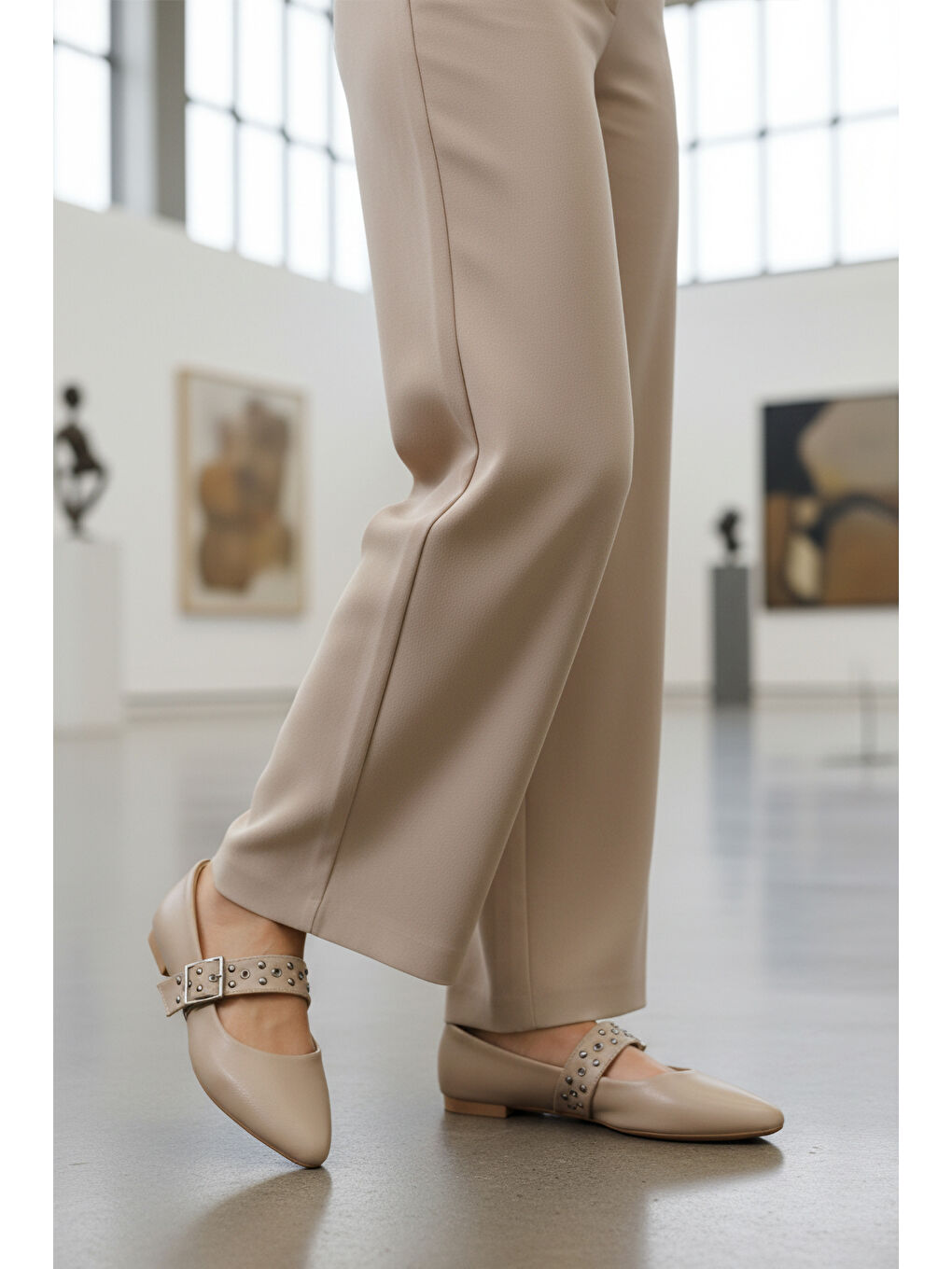 Bej Cilt Kemerli Hafif Esnek Kadın Babet 209166 Z-2