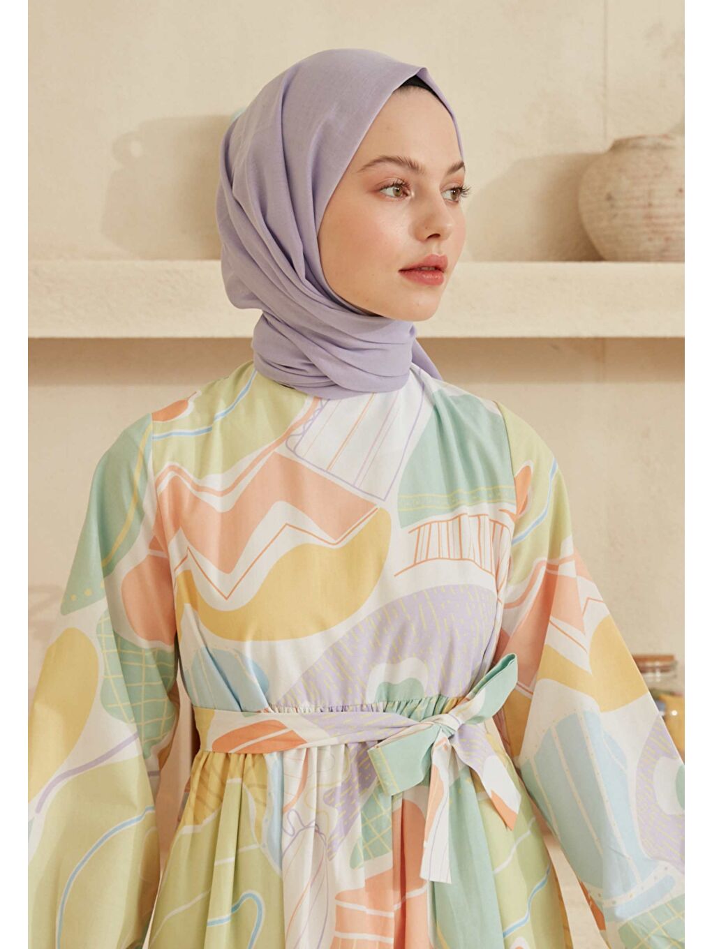 Mor İnce Pamuk Vual Şal Lıla-1