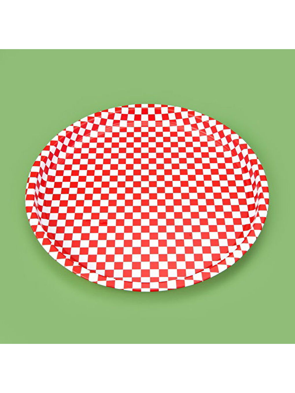 Metal Tepsi - Kırmızı / Beyaz