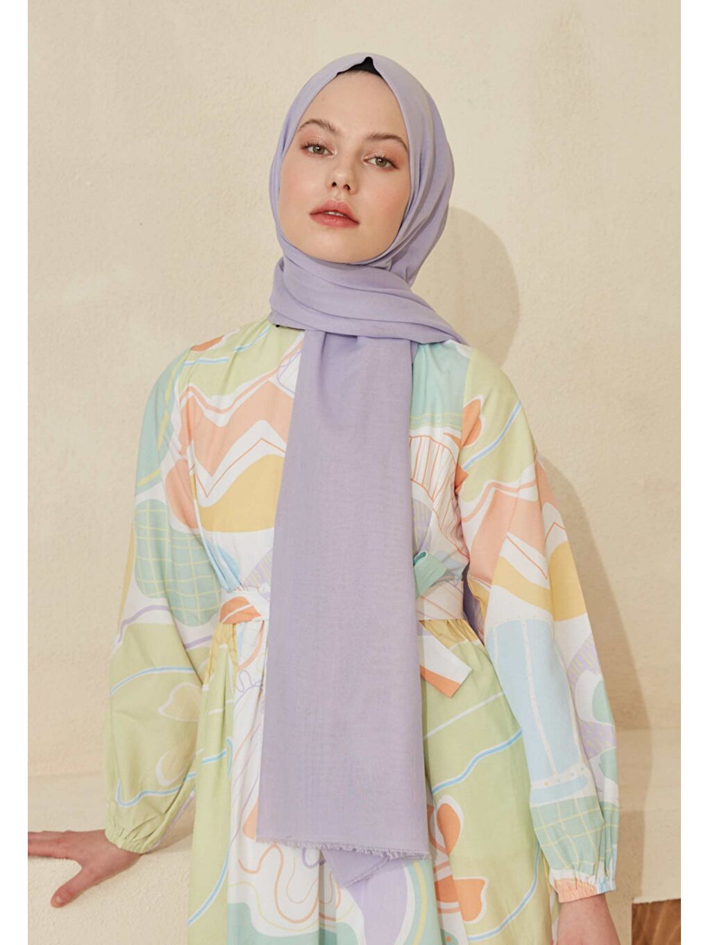 Mor İnce Pamuk Vual Şal Lıla-2