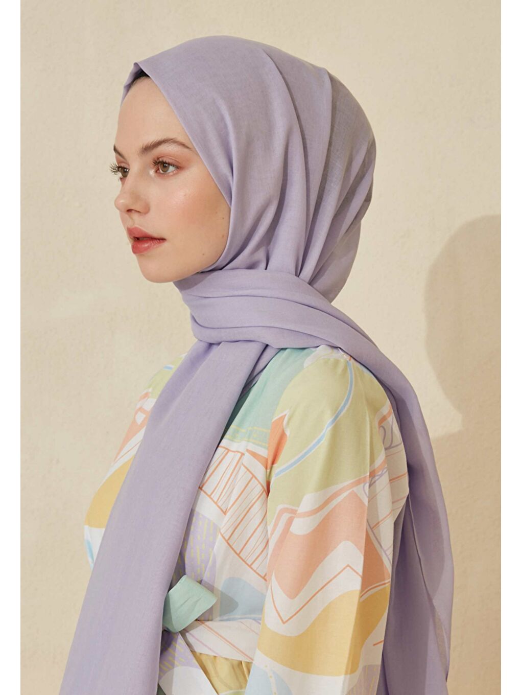 Mor İnce Pamuk Vual Şal Lıla-3