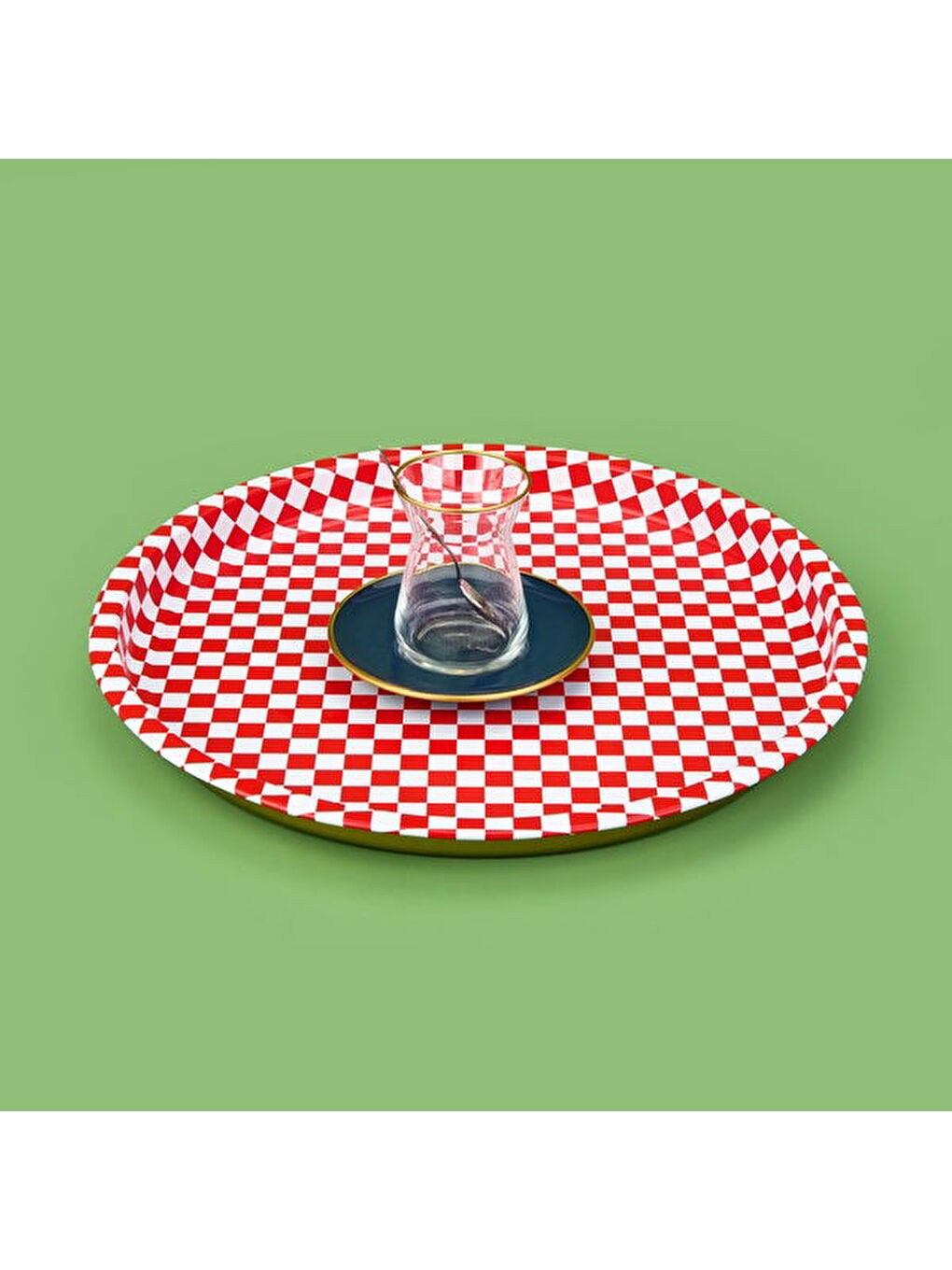 Metal Tepsi - Kırmızı / Beyaz-3