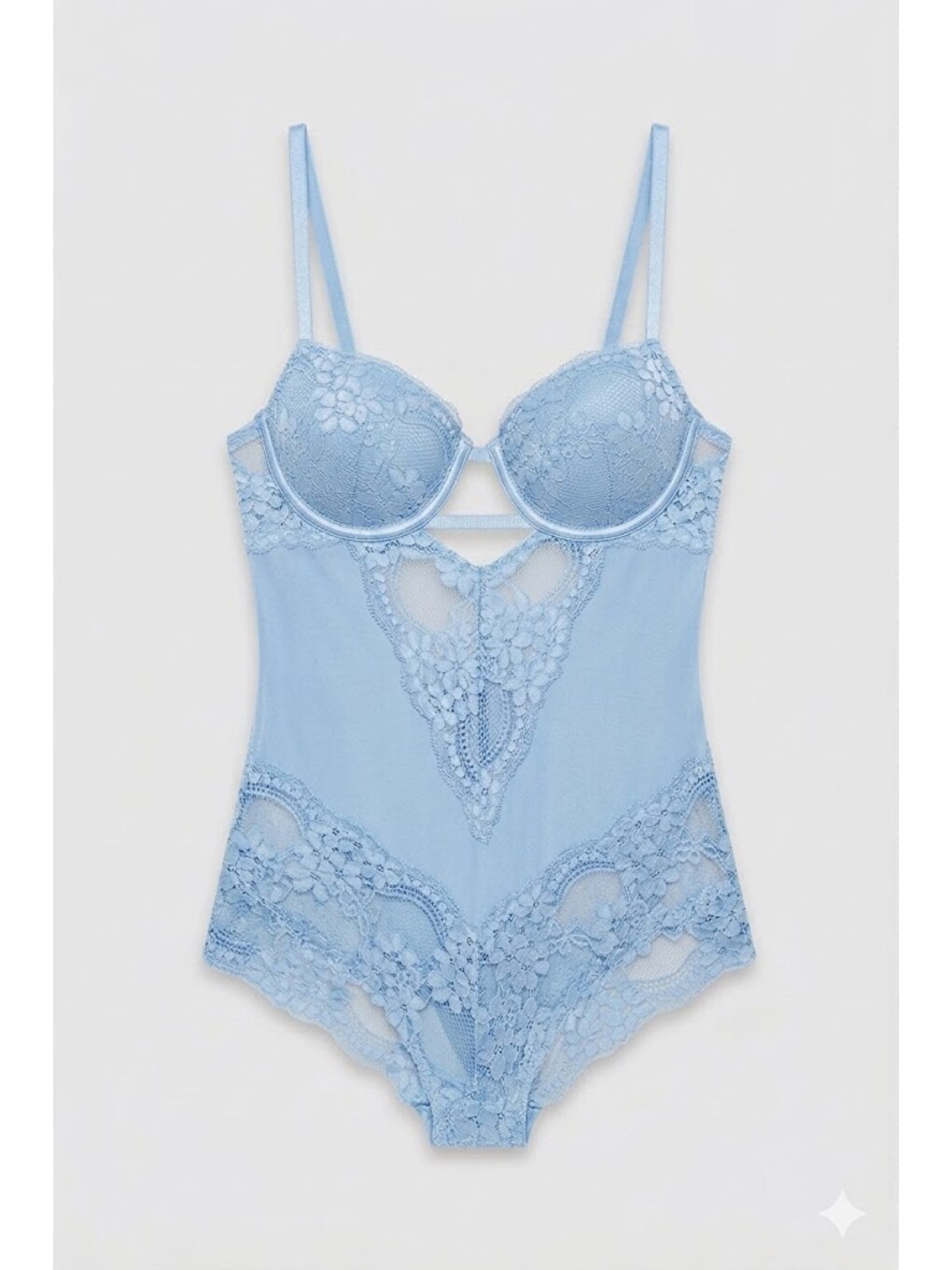 Push Up Dantel Detaylı Bodysuit C15098 Mavi