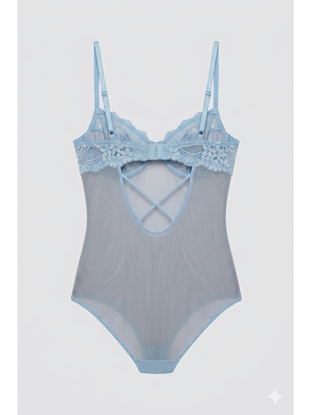 Push Up Dantel Detaylı Bodysuit C15098 Mavi-1