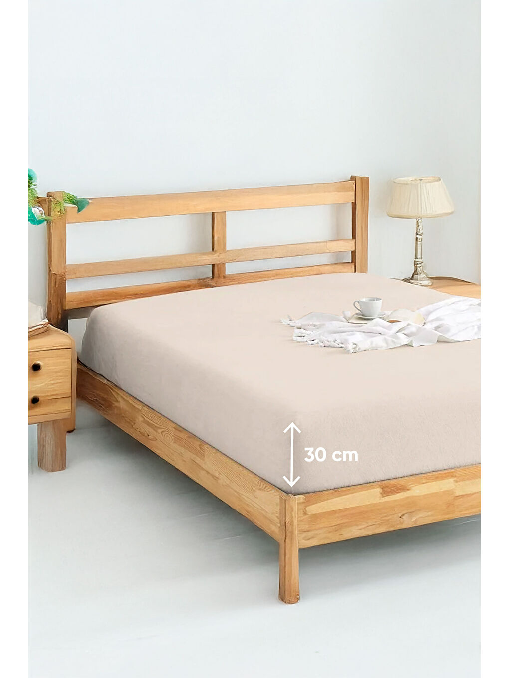 UPSTYLE Ekru Penye Lastikli Çarşaf Pamuklu Jersey Tek Kişilik 100x200cm Krem