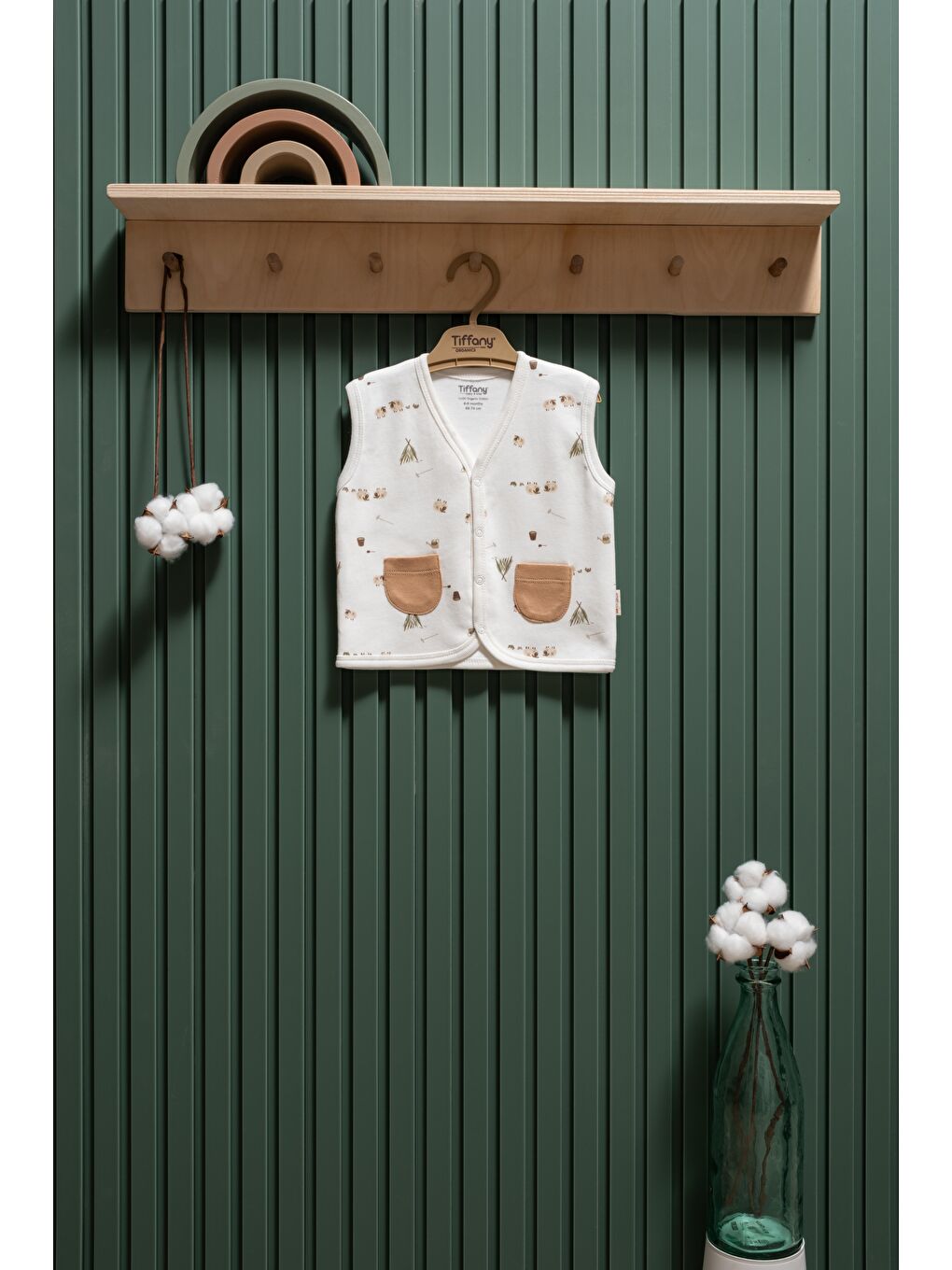 Ekru Happy Lambs Organik Theme Yelek