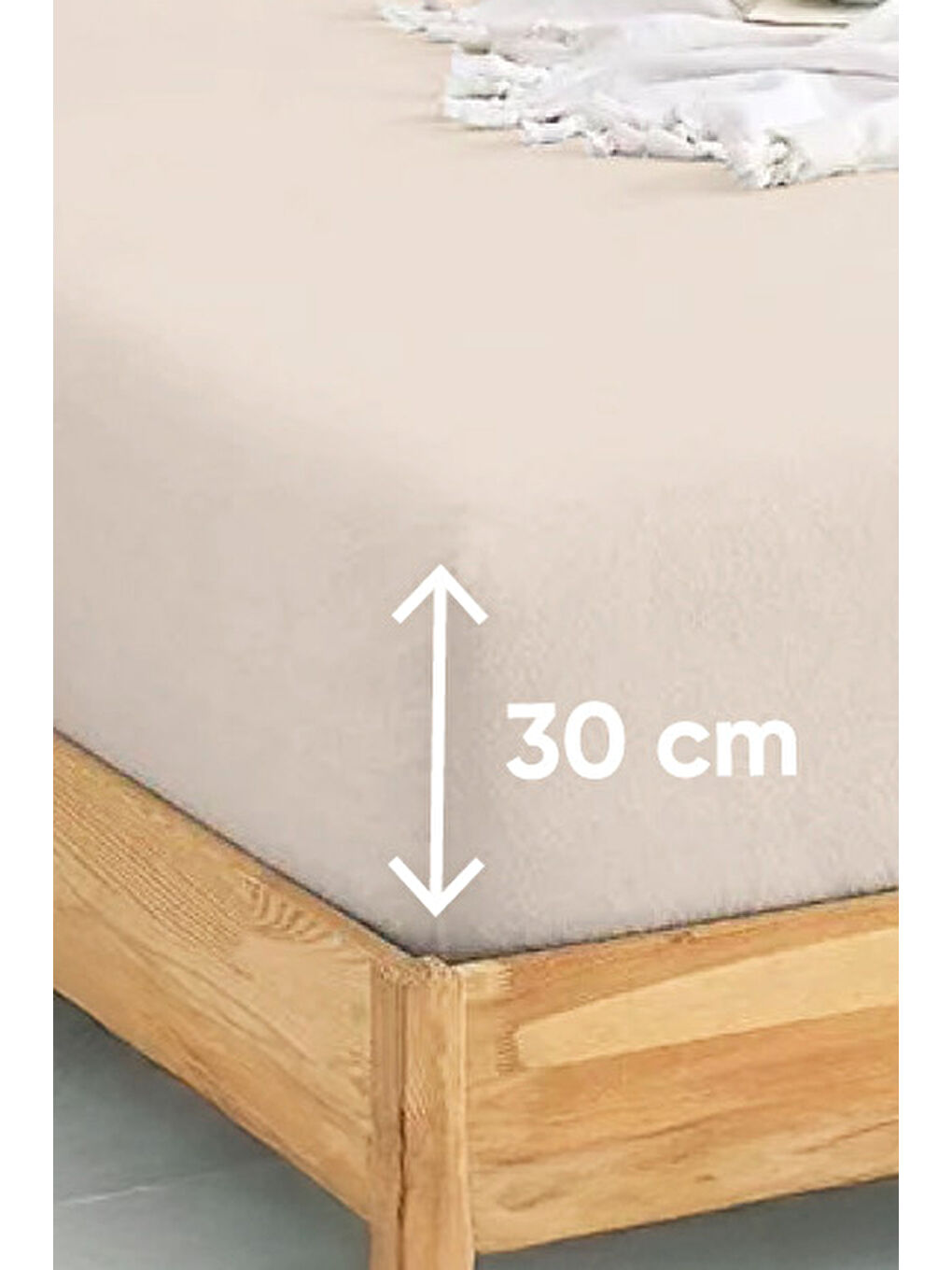 UPSTYLE Ekru Penye Lastikli Çarşaf Pamuklu Jersey Tek Kişilik 100x200cm Krem - 1