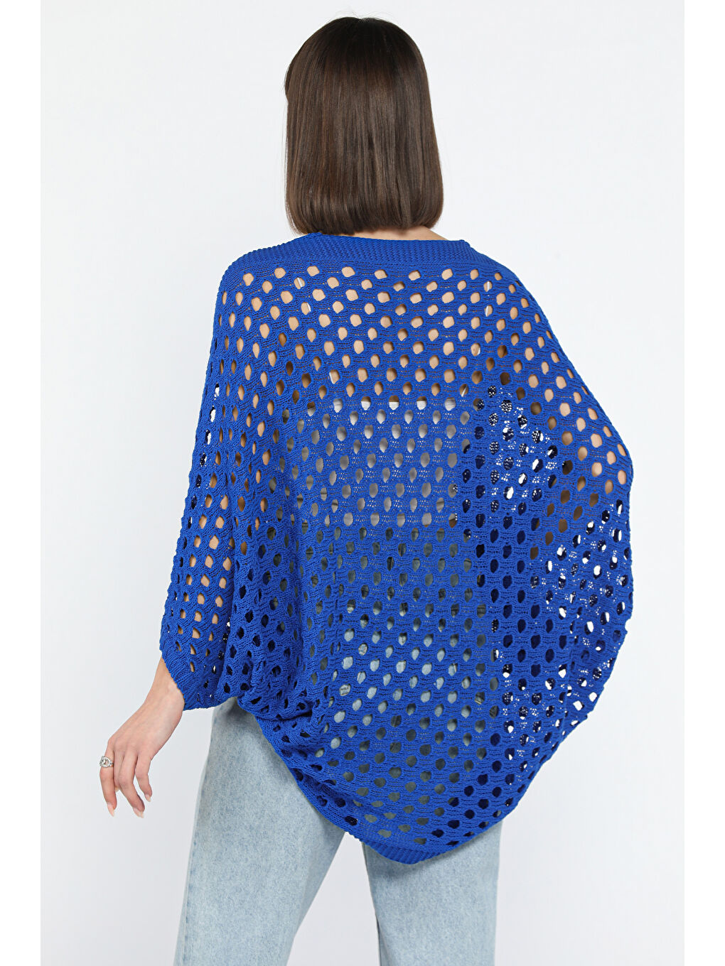 Mavi Ajurlu Kadın Triko Bluz-2