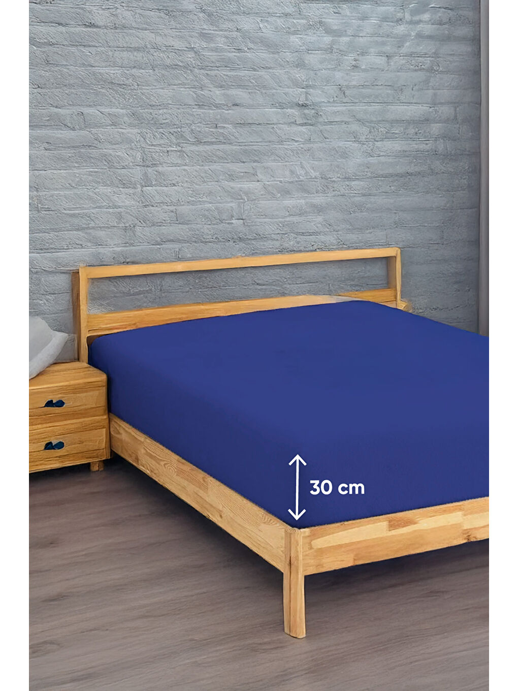 UPSTYLE Penye Lastikli Çarşaf Pamuklu Jersey Tek Kişilik 100x200cm Lacivert