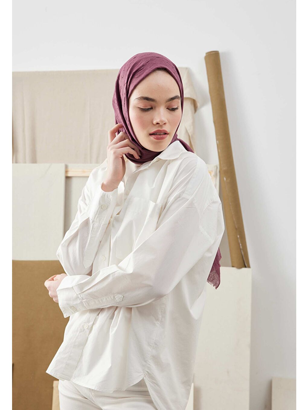 Bordo Bambu Şal Vısne-1