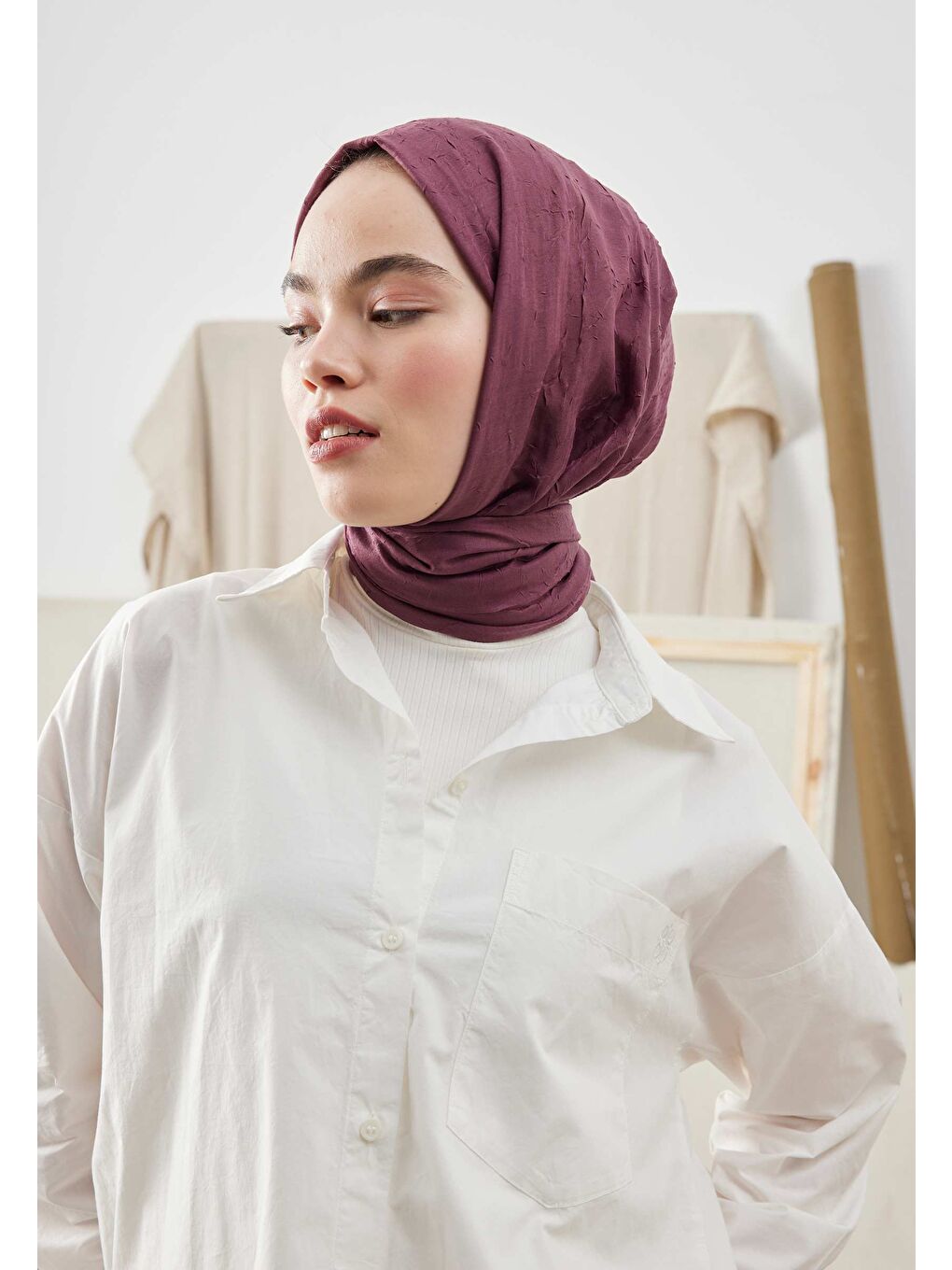 Bordo Bambu Şal Vısne-2