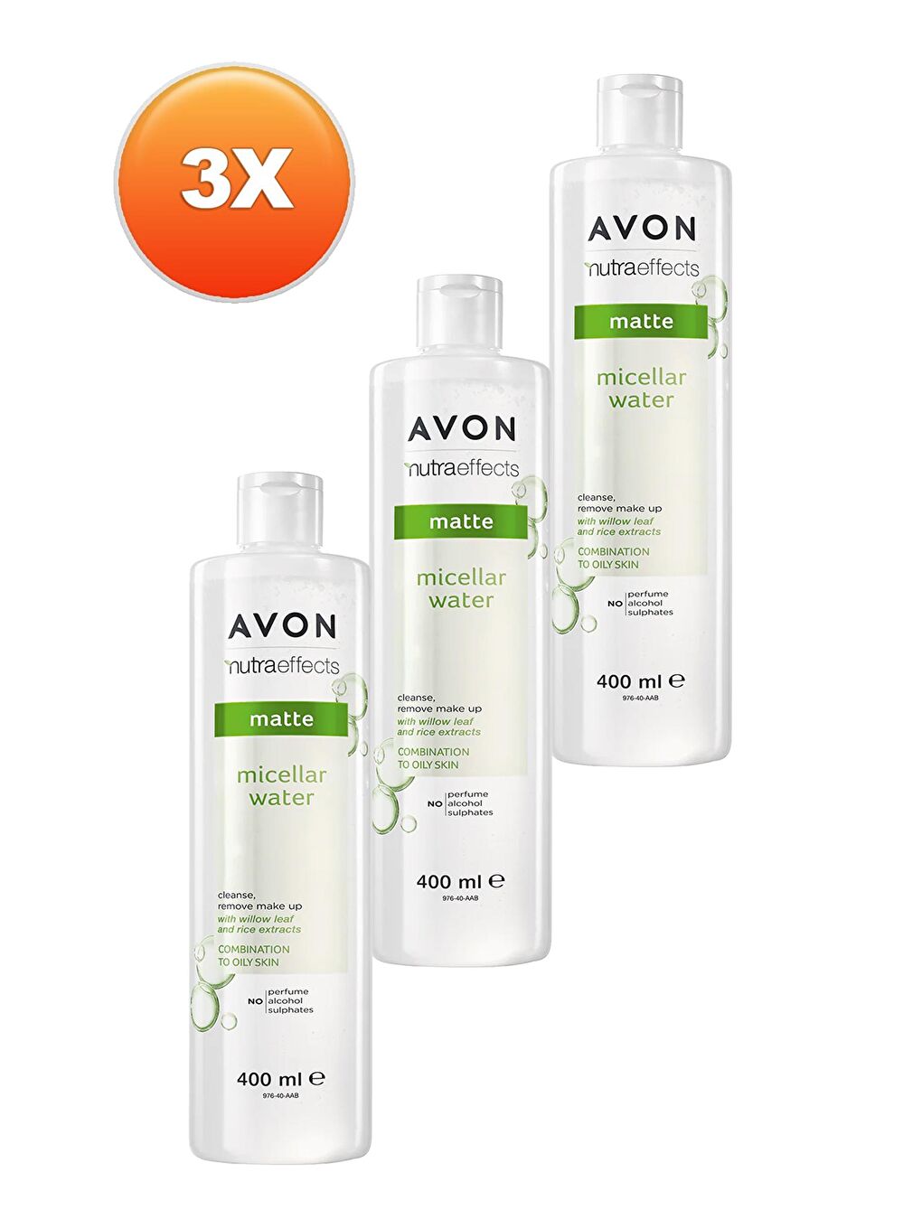 AVON Nutra Effects Mat Micellar Makyaj Temizleme Suyu 400 Ml. Üçlü Set - 1