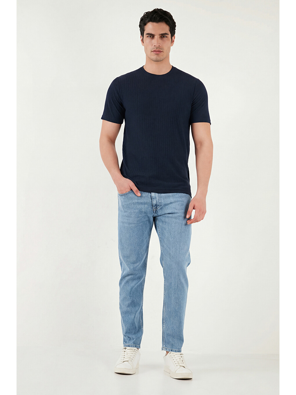 Mavi Pamuklu Normal Bel Daralan Paça Jean Pantolon 5901C701MILANO-1