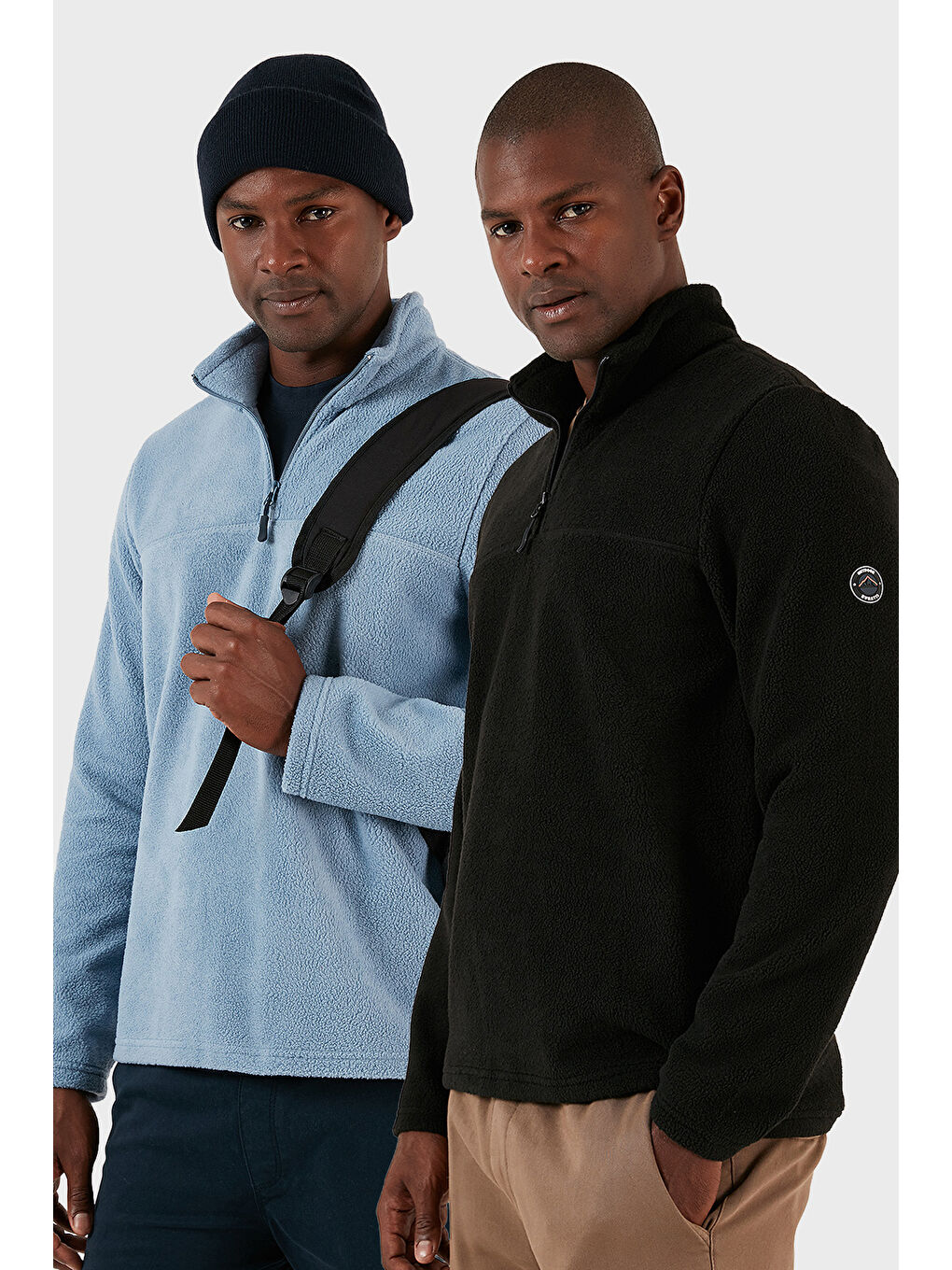 Siyah Slim Fit Yarım Fermuarlı Yumuşak Dokulu Şardonlu 2'li Paket Polar 59060011S2