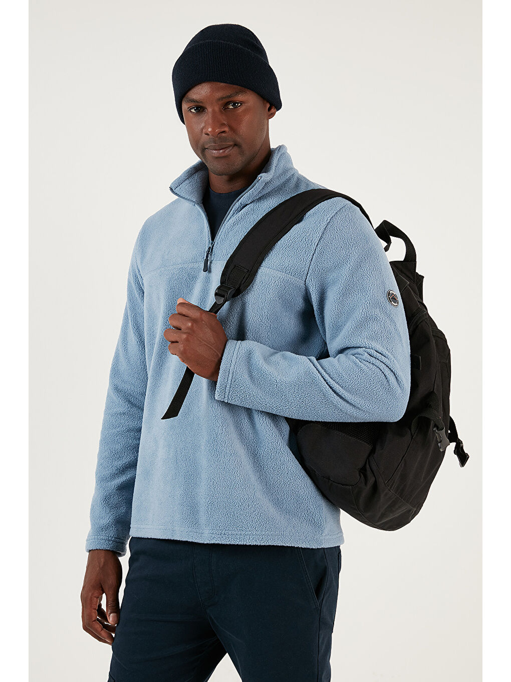 Siyah Slim Fit Yarım Fermuarlı Yumuşak Dokulu Şardonlu 2'li Paket Polar 59060011S2-2