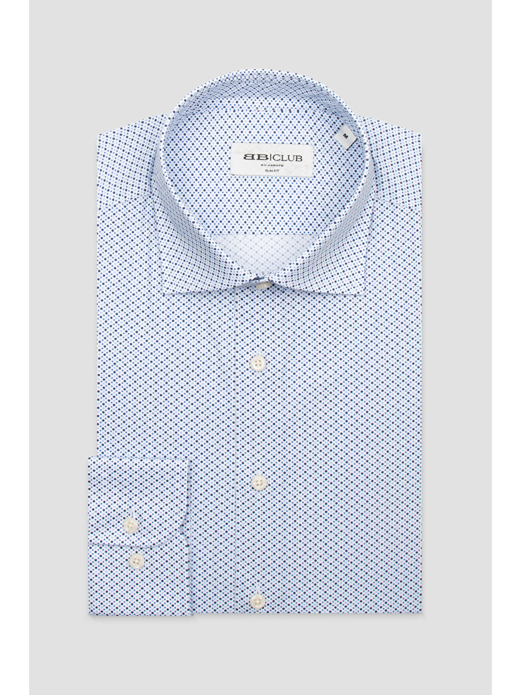 Oscar Poplin Stretch Pamuk Karışımlı Slim Fit Mavi Klasik Yaka Erkek Baskılı Gömlek