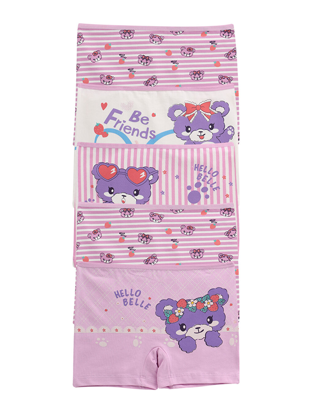 Karışık Kız Çocuk Pembe Pamuklu Boxer 5 li Paket-1