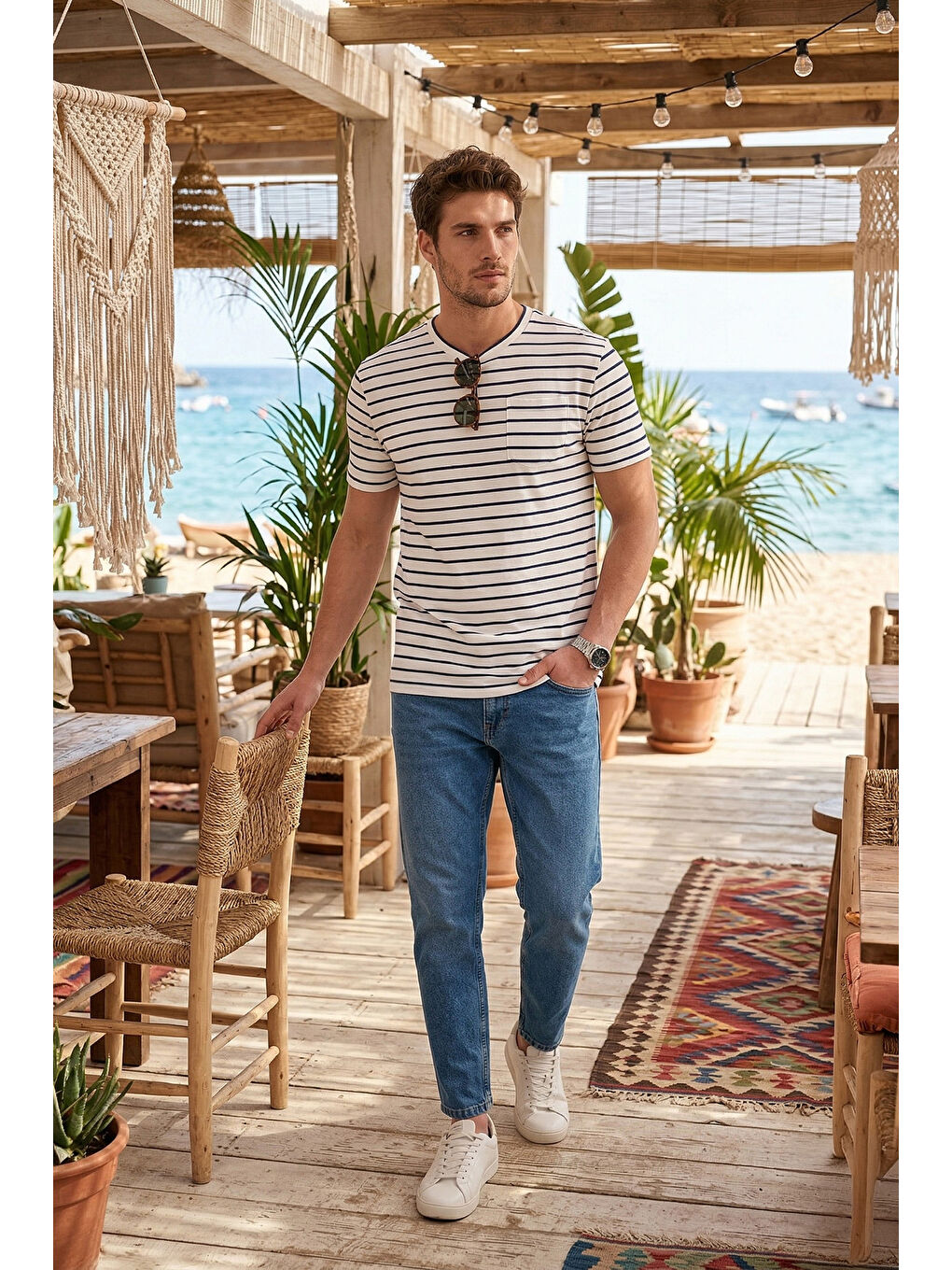 Mavi Pamuklu Normal Bel Daralan Paça Pantolon 5901C72MILANO