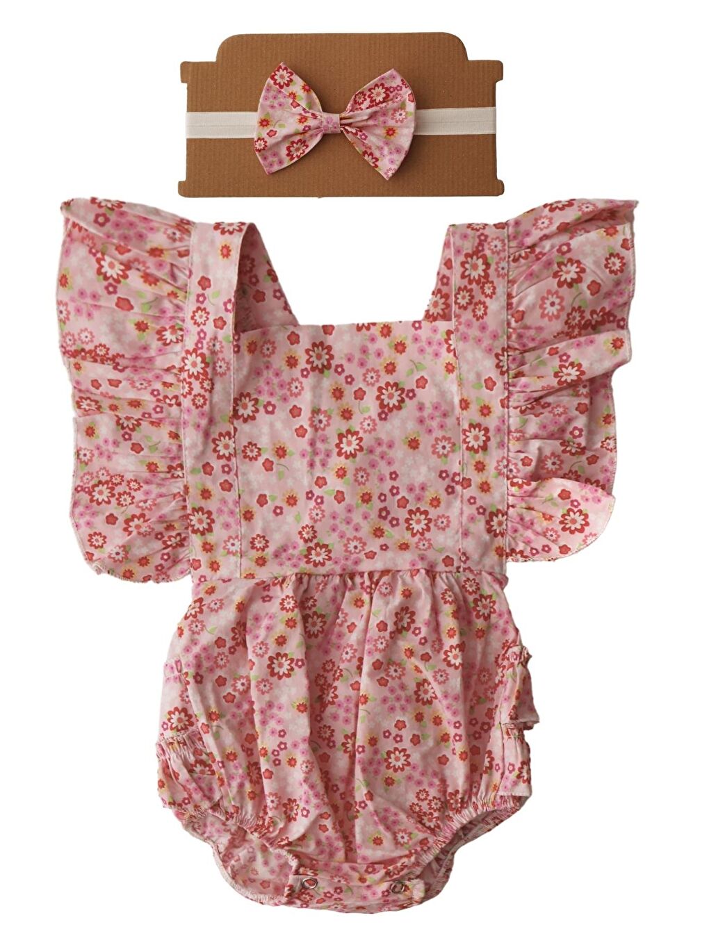 Kız Bebek Pembe Çiçekli Salopet
