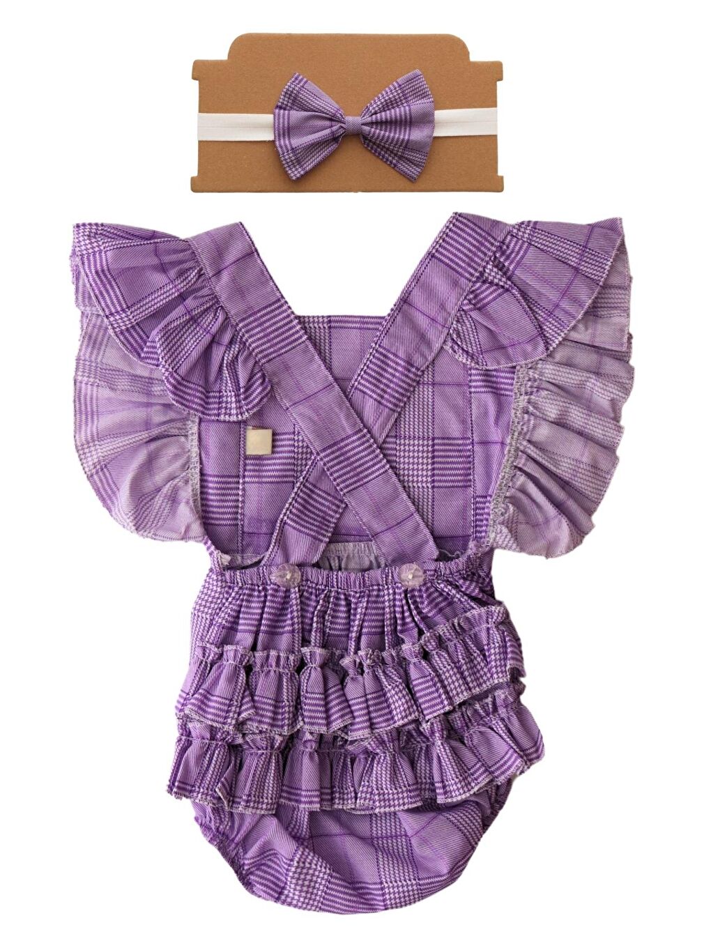 Kız Bebek Lila Kareli Salopet-1