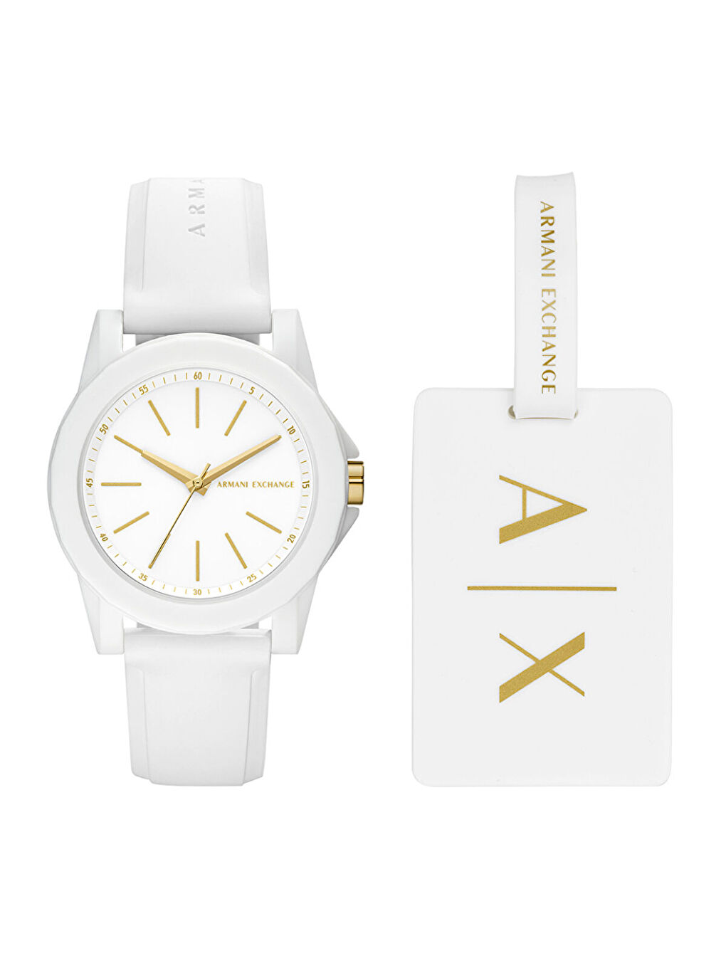 Beyaz AX7126 Kadın Set Kol Saati ve Valiz Etiketi