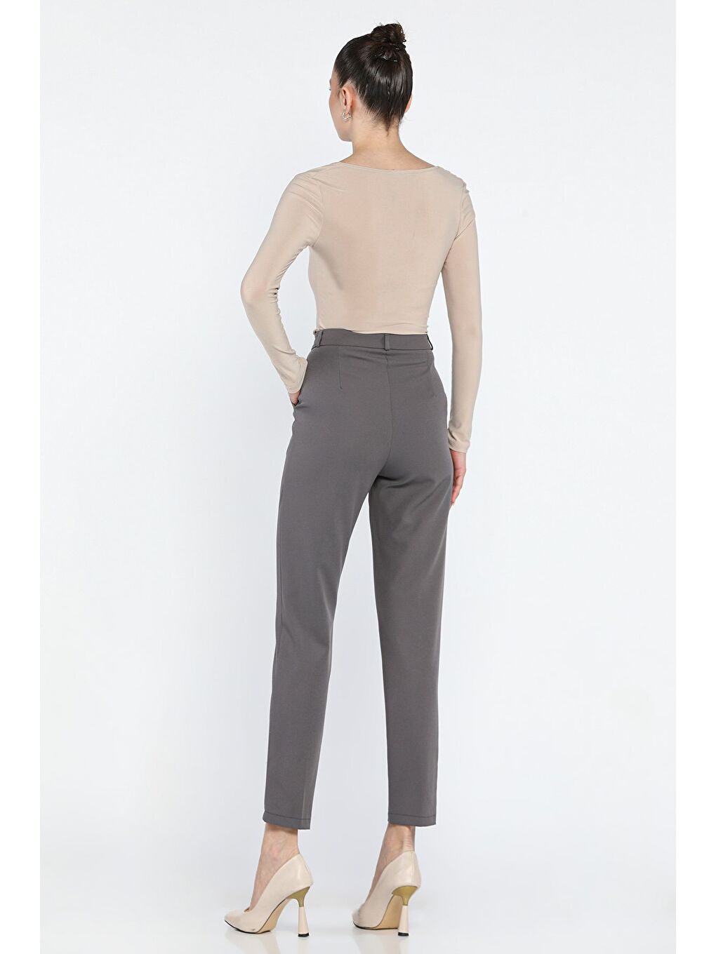 Gri Kadın Kumaş Pantolon-2