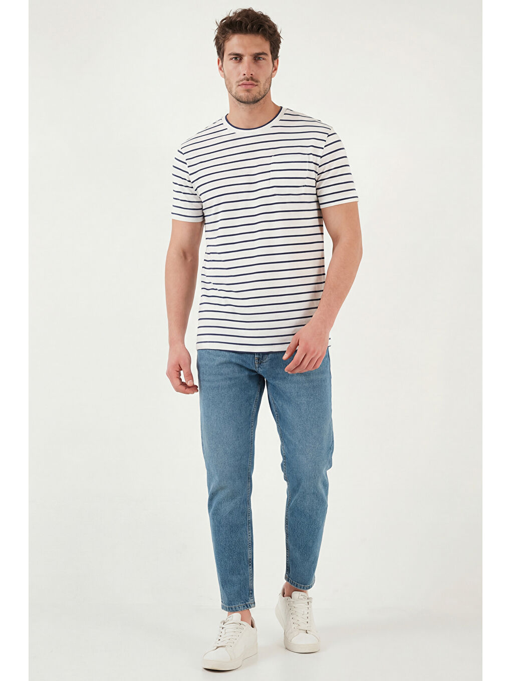 Mavi Pamuklu Normal Bel Daralan Paça Pantolon 5901C72MILANO-1