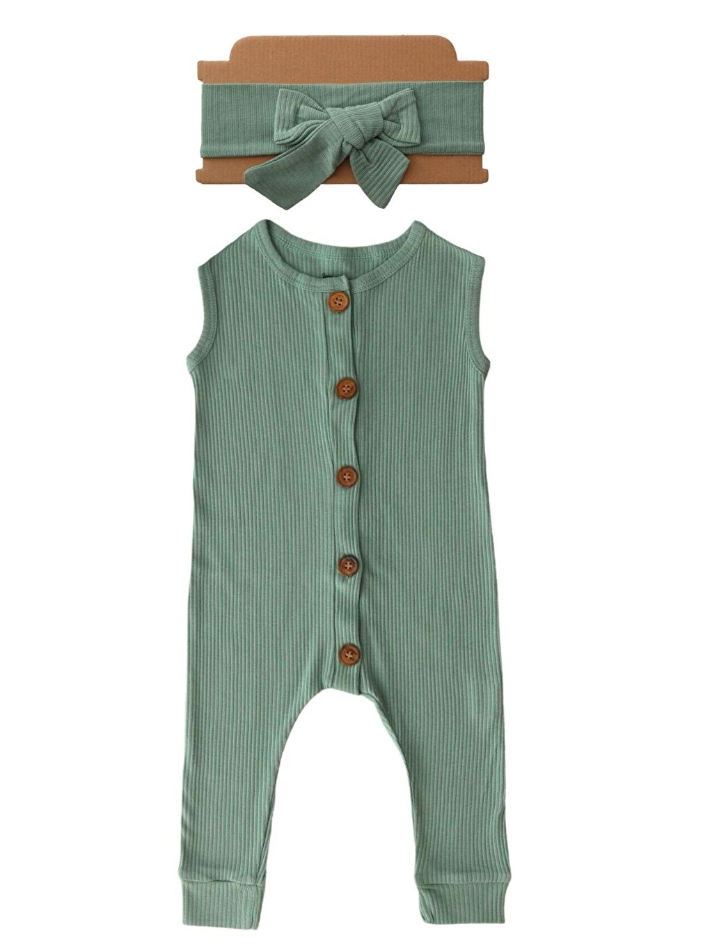 Turkuaz Kız Bebek Kaşkorse Su Yeşili Bandanalı Tulum-1